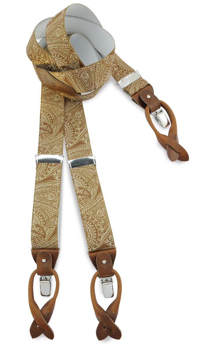 Hängslen Gentleman Set Paisley Sketch ockra