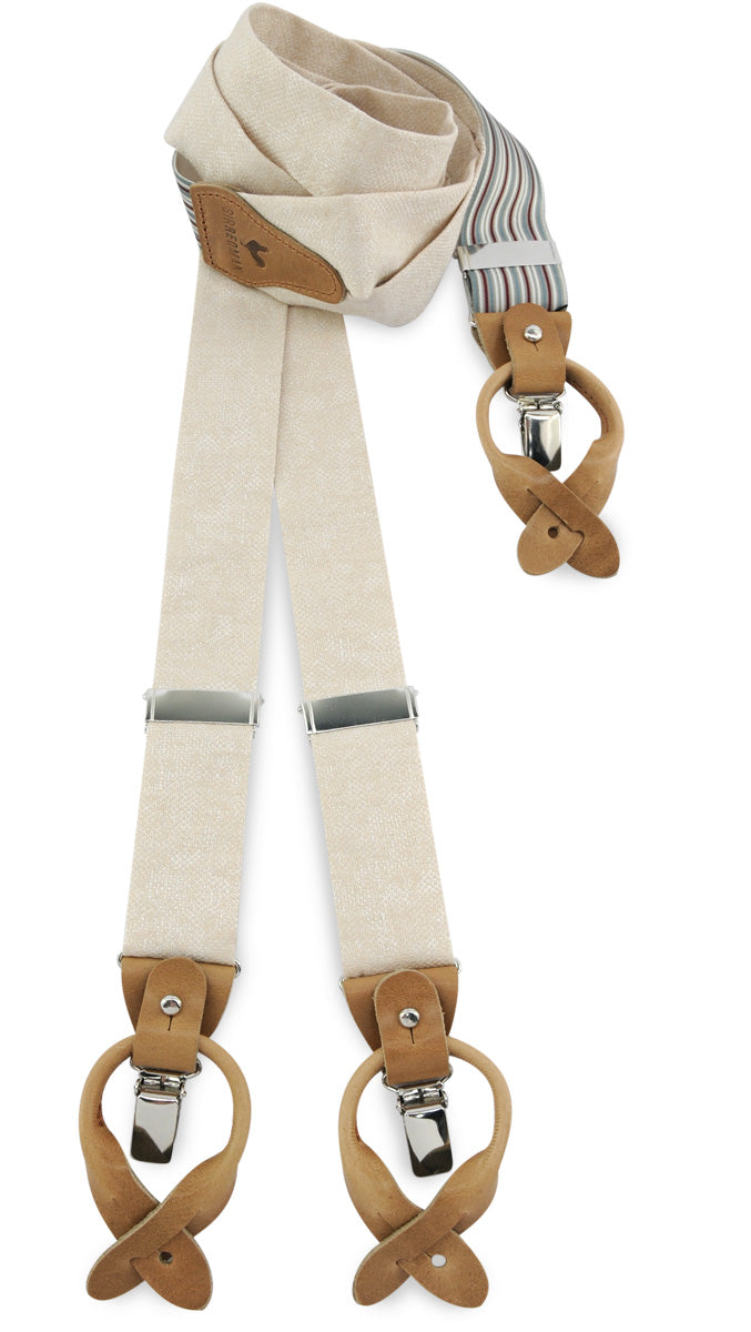 Luxe bretels handgemaakt - Sposo Stiloso Beige - bretels