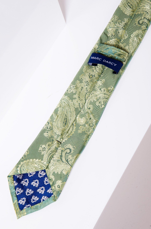 Marc Darcy Herrset Grön Paisley slips och näsduk
