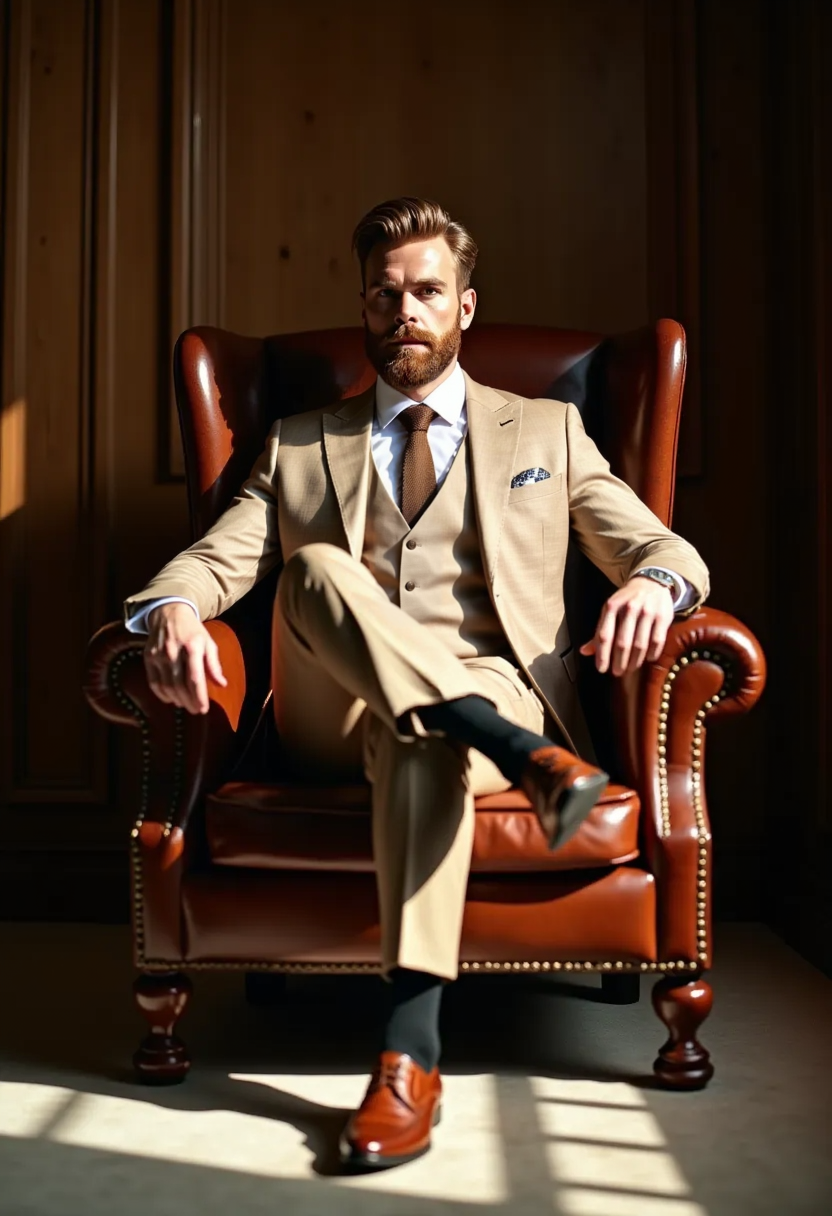 CASTLESON Major - Driedelig Herenpak Beige