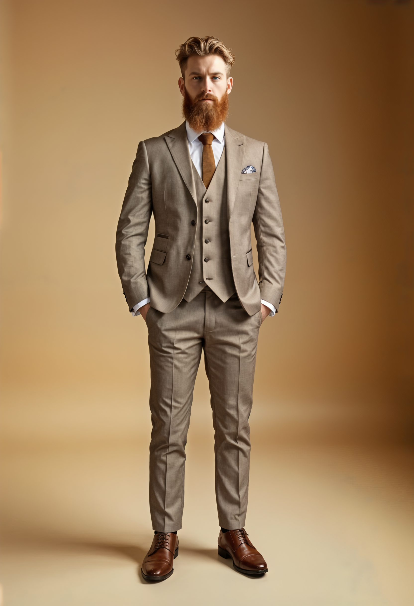 CASTLESON Major - Driedelig Herenpak Beige