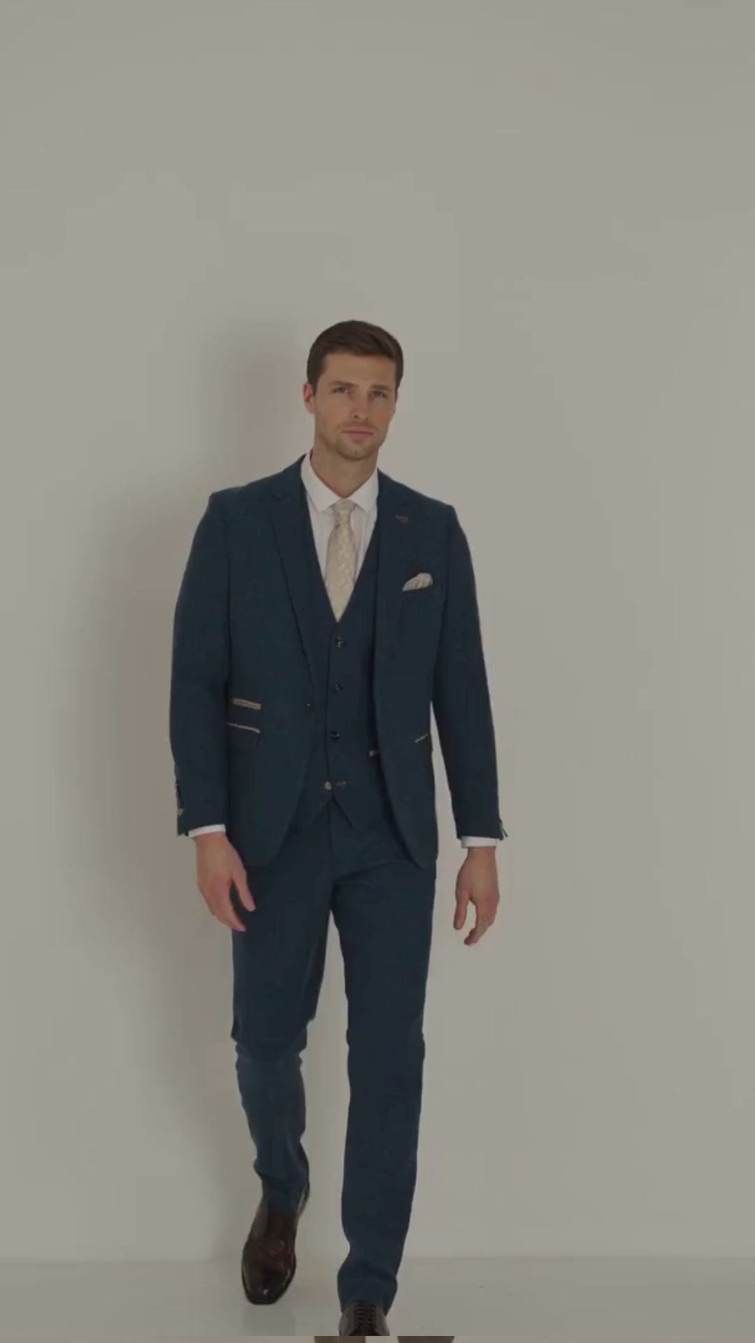 Heren pak driedelig Dion blue herringbone