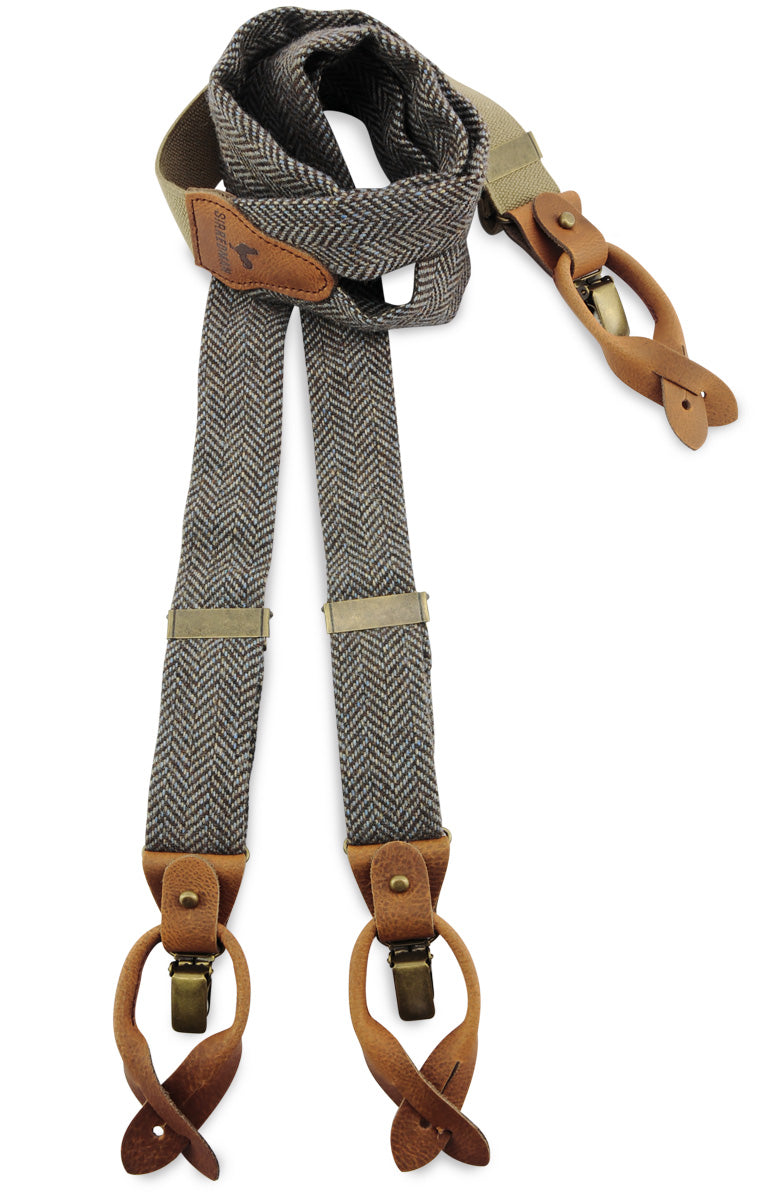 Luxe bretels handgemaakt - Kealan Tweed Bruin - bretels