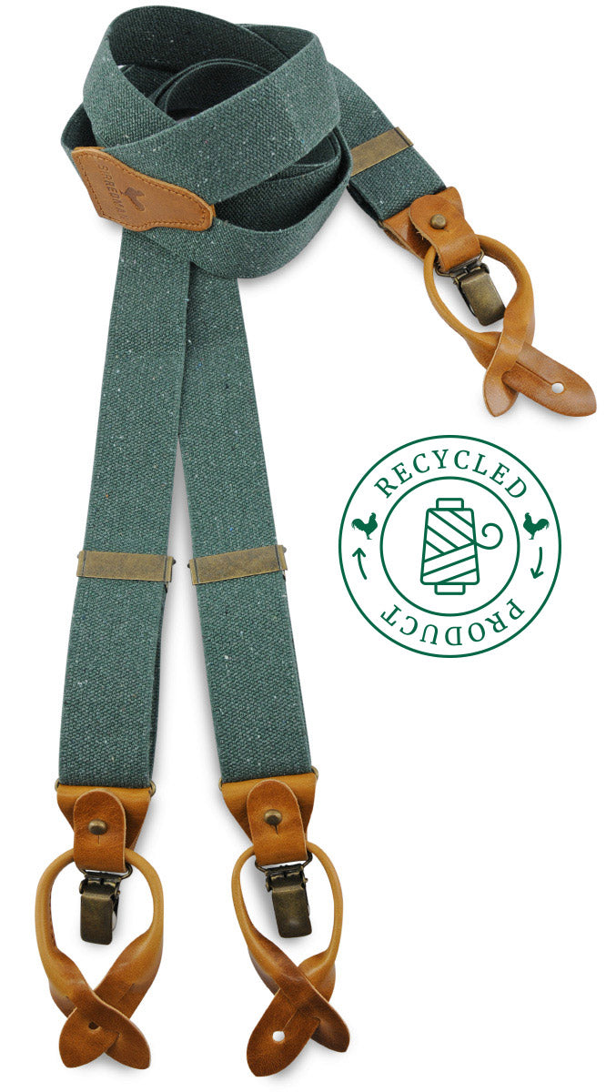 Luxe Bretels handgemaakt Richy Groen Recycled - bretels
