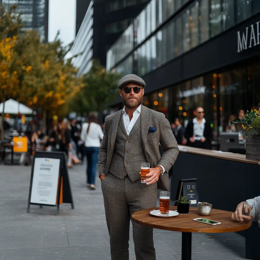 Kan je een tweed pak naar een bruiloft dragen?