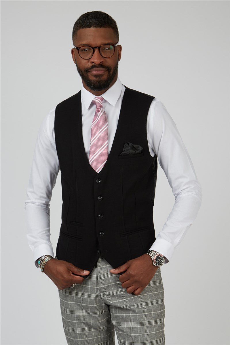 Kelvin Black Gilet - Single Breasted - gilet