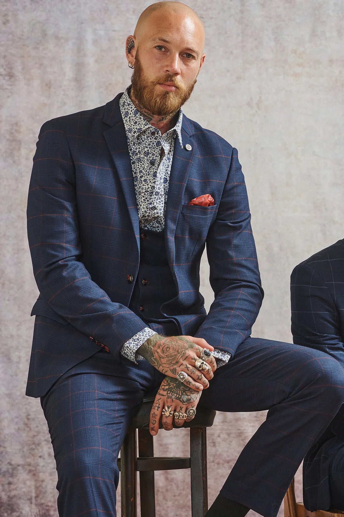 Navy blue 3pc. gentlemens suit - Edison Redline - driedelig