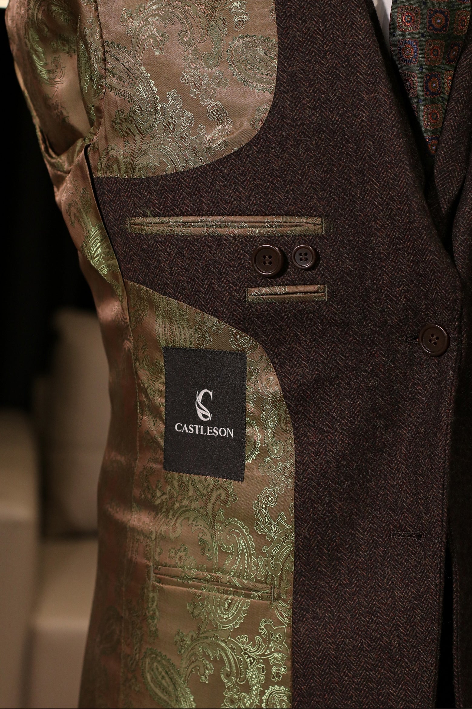 CASTLESON Chief Brown – Driedelig pak donkerbruin tweed 8