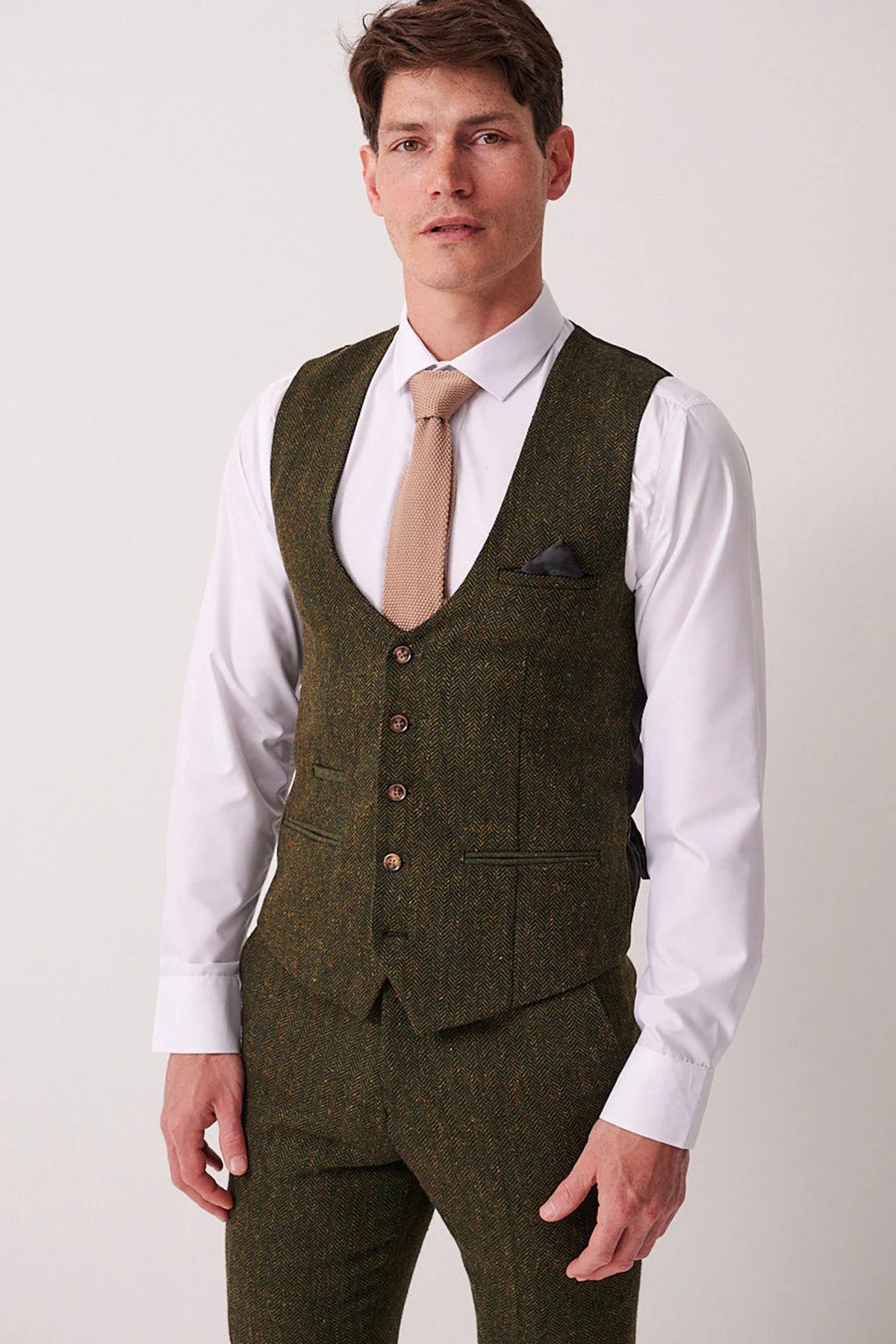 Marc Darcy - Gilet Dean Olive Tweed