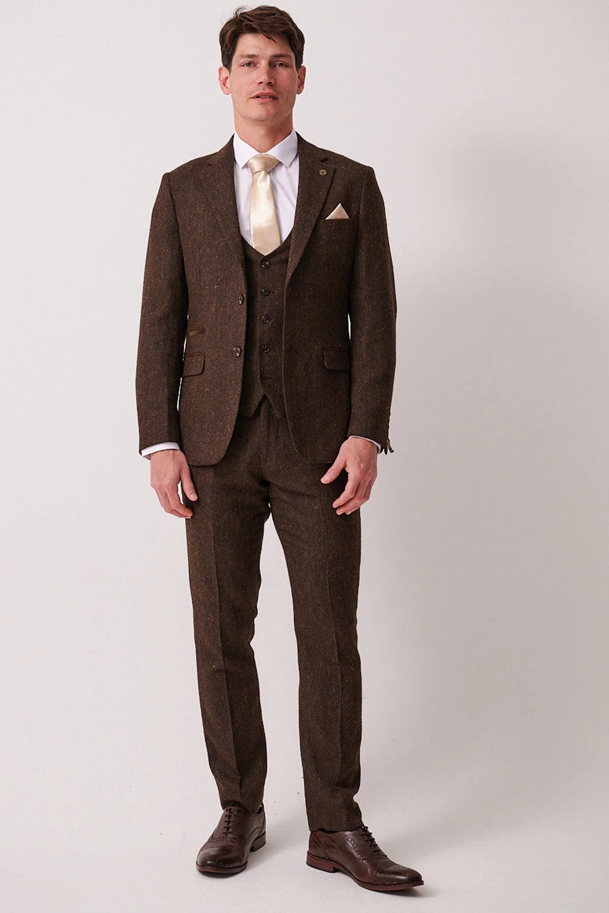 3-delig Heren kostuum Tweed Dean Brown - Marc Darcy