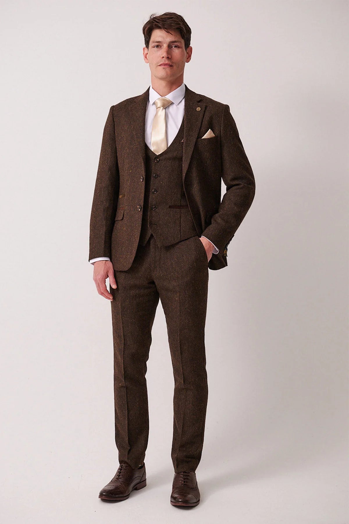 3-delig Heren kostuum Tweed Dean Brown - Marc Darcy