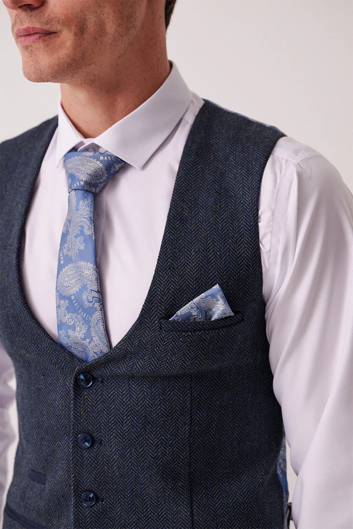 Marc Darcy - Gilet Dean Blue Tweed