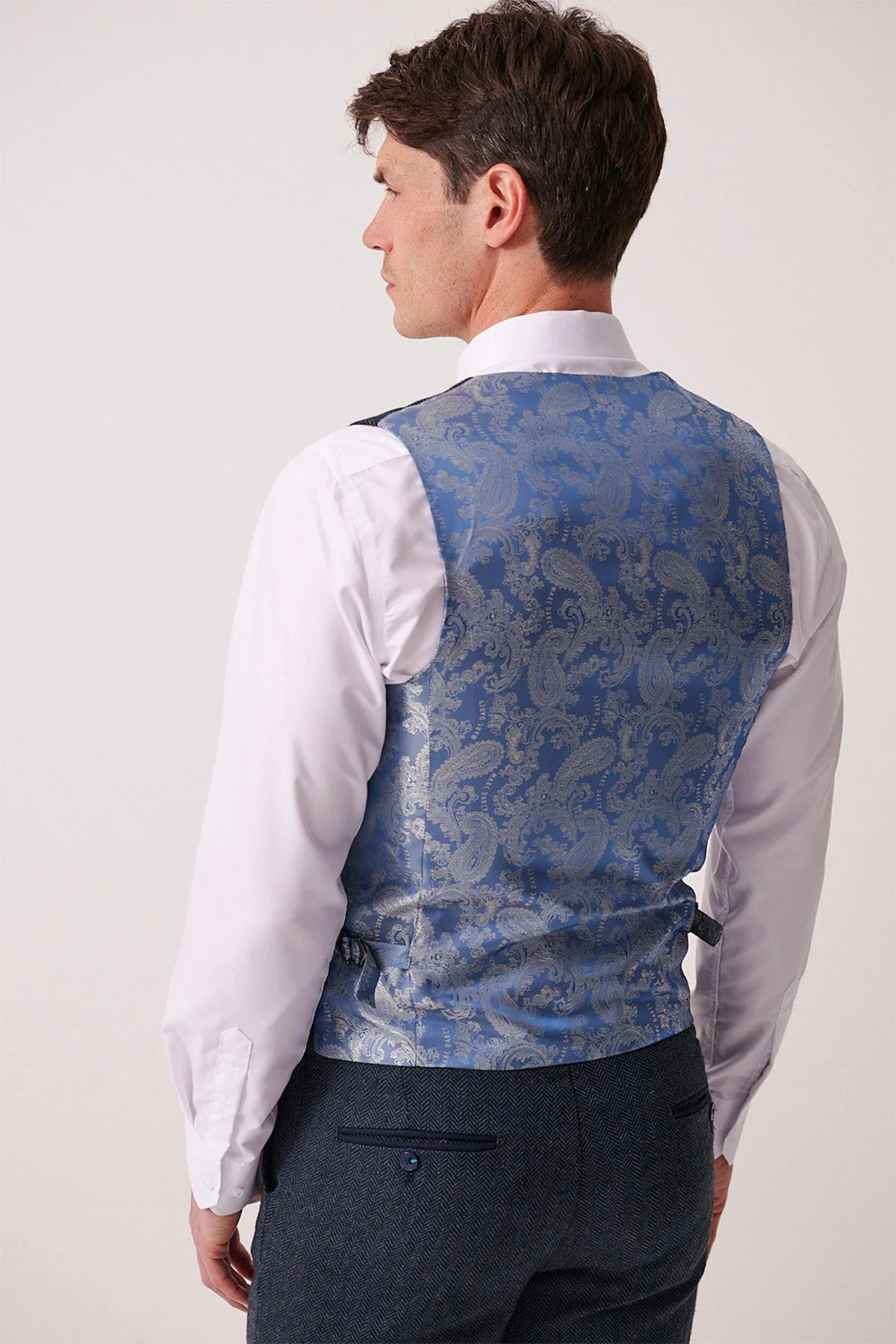 3-delig Heren kostuum Tweed Dean Blue - Marc Darcy
