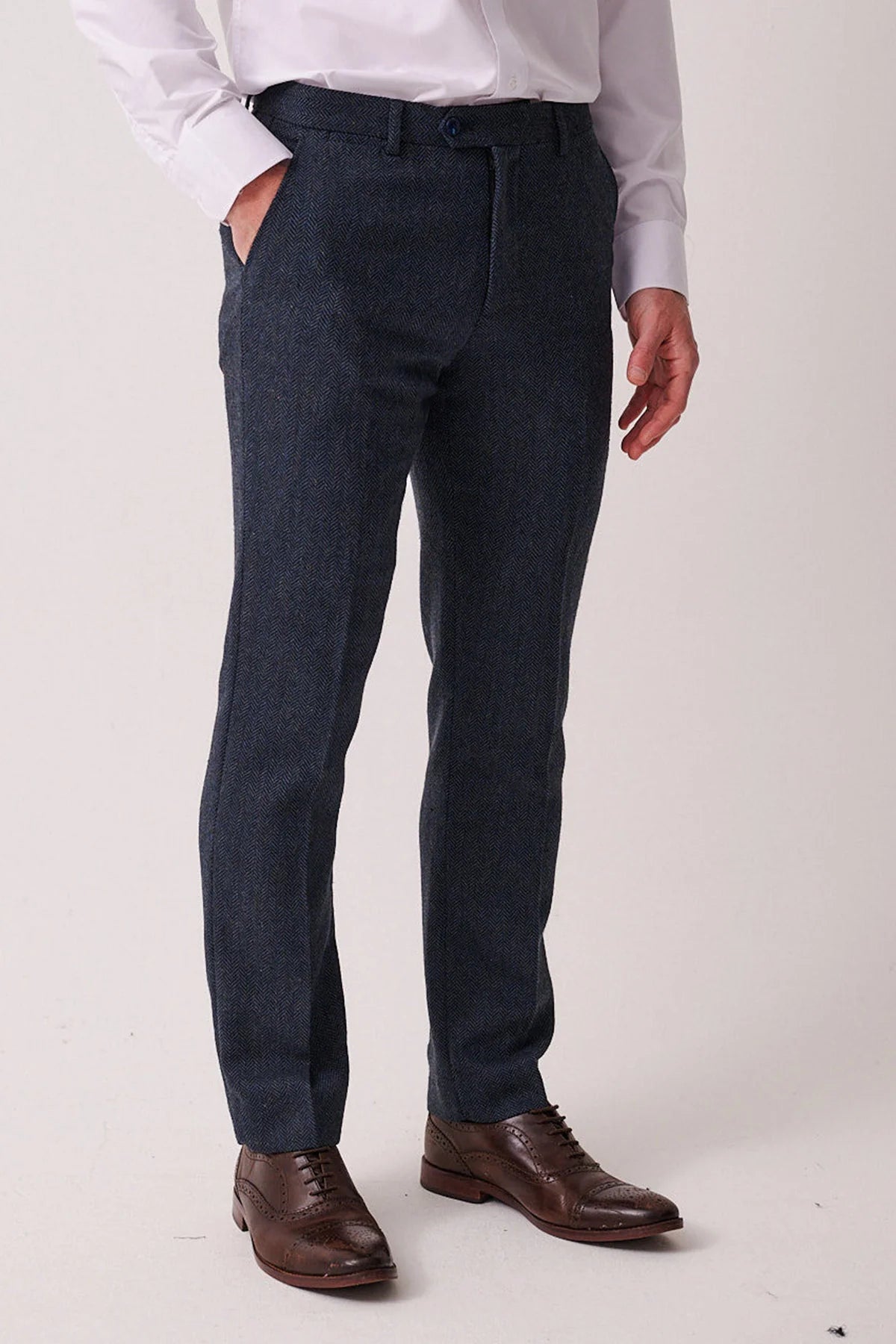 3-delig Heren kostuum Tweed Dean Blue - Marc Darcy