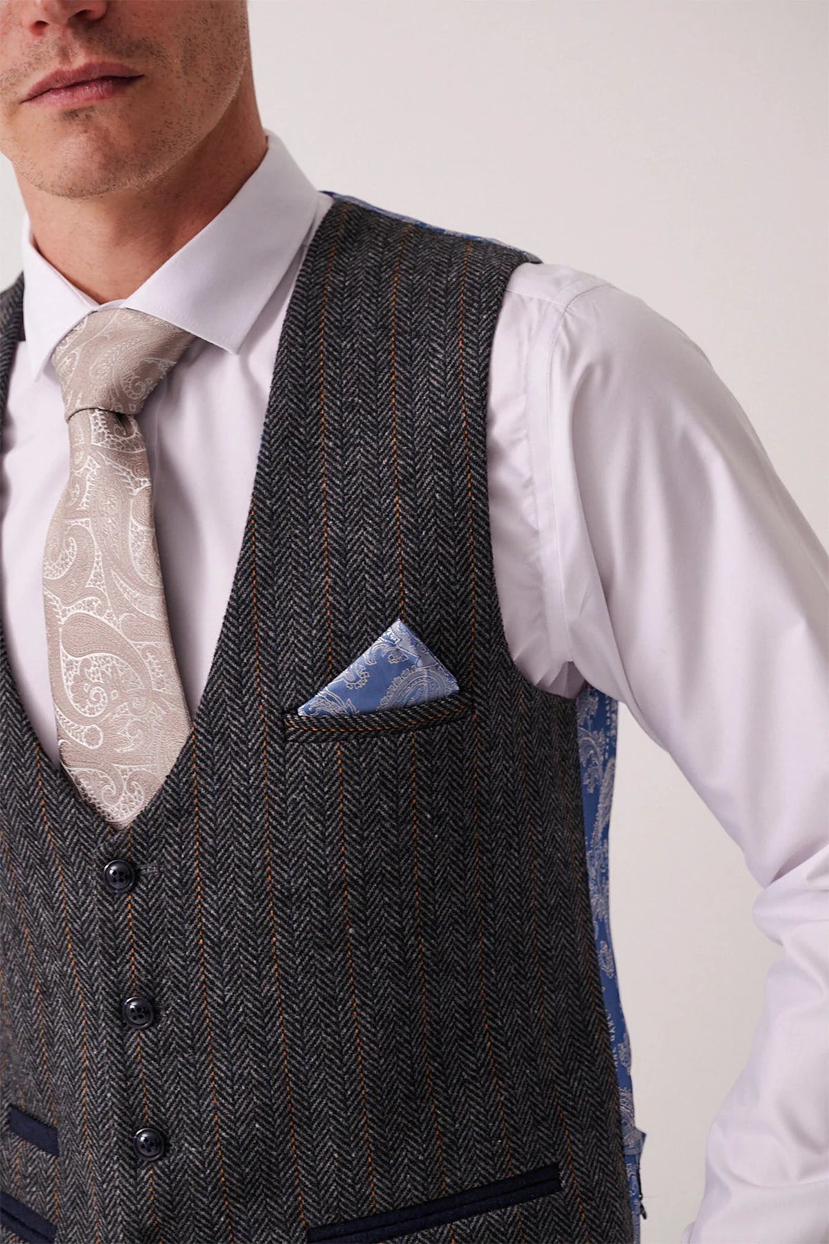 Marc Darcy - Gilet Dominic Blue Grey Tweed