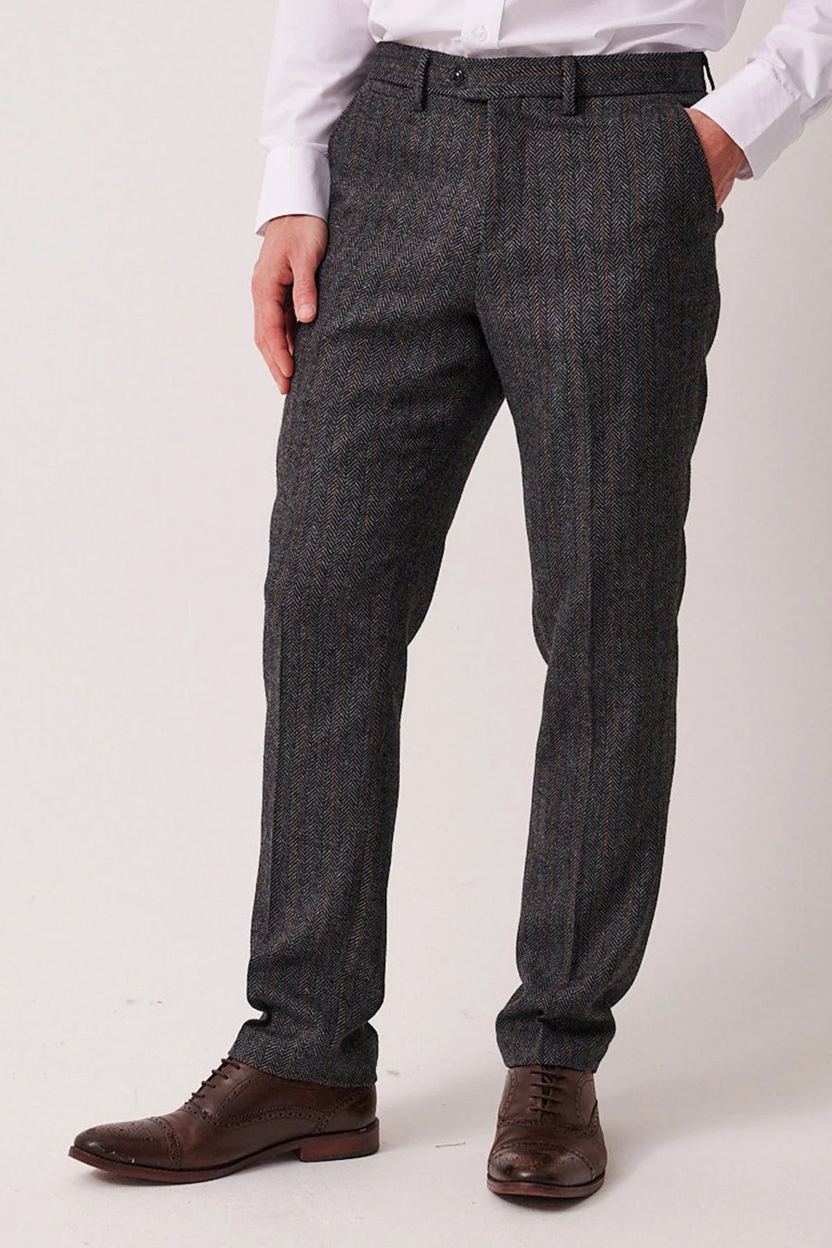 3-delig Heren kostuum Tweed Dominic Blue Grey - Marc Darcy