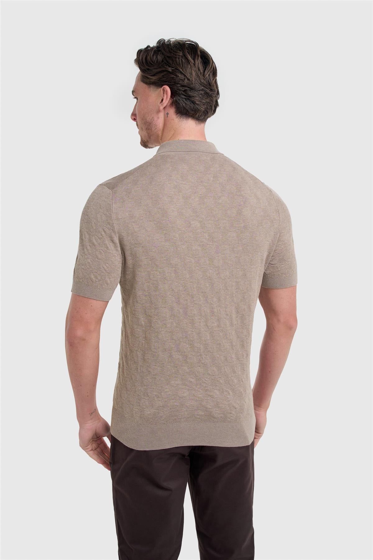 Cavani Armando Light Brown - Gebreide polo heren 3