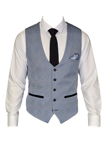 Marc Darcy - Gilet Ruitpatroon Licht Blauw Bromley Sky