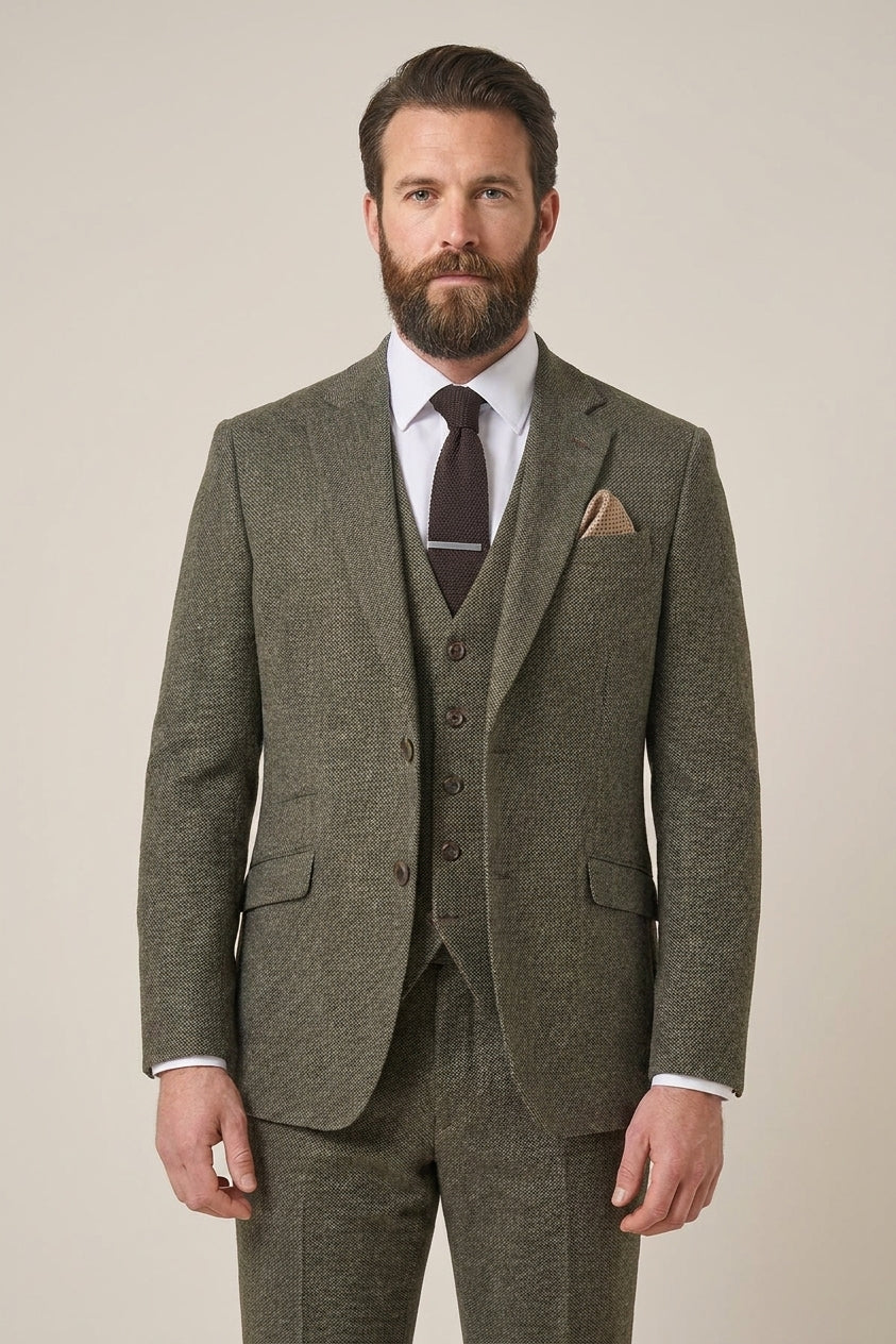 Cavani Thomas colbert heren – saliegroen tweed 1