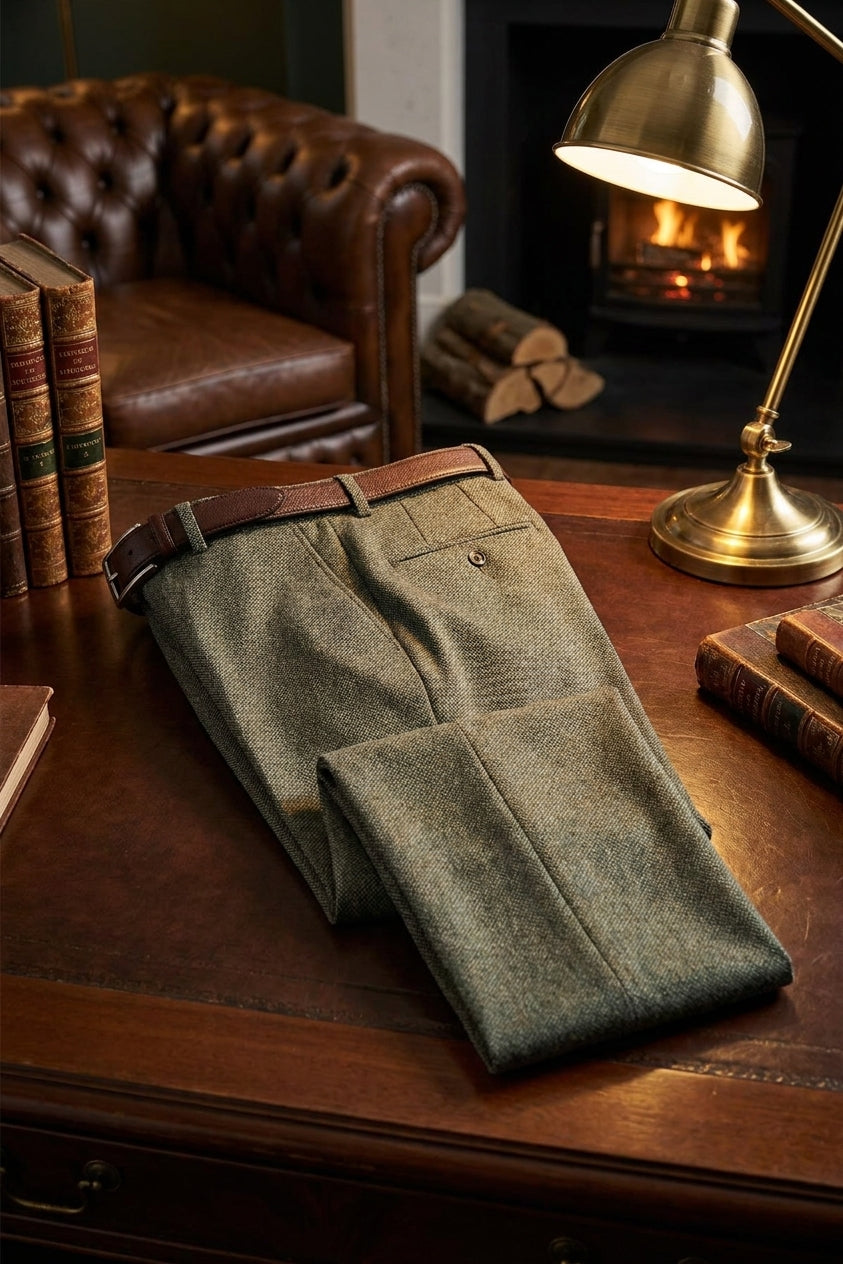 Cavani Thomas Sage Tweed Pantalon – Groen Gestructureerd 2
