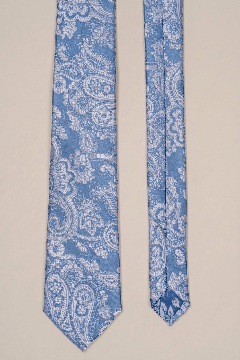 House of Cavani Premium lichtblauwe paisley stropdas 2