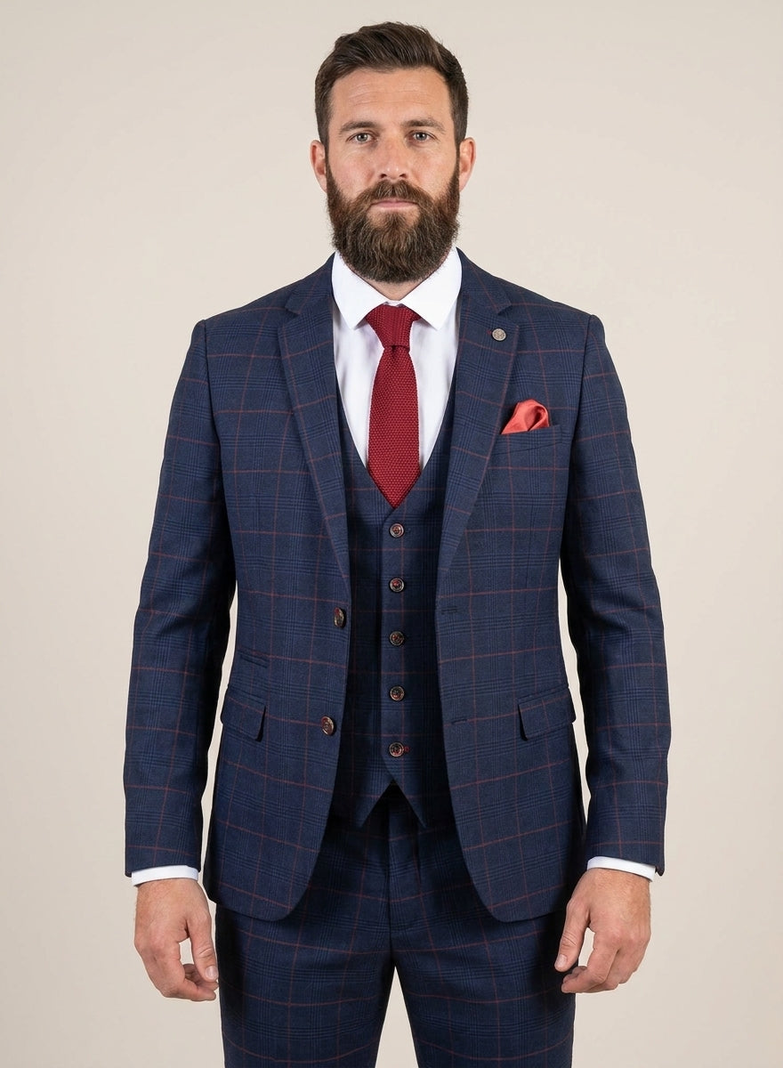Navy blue 3pc. gentlemens suit - Edison Redline — studiofoto