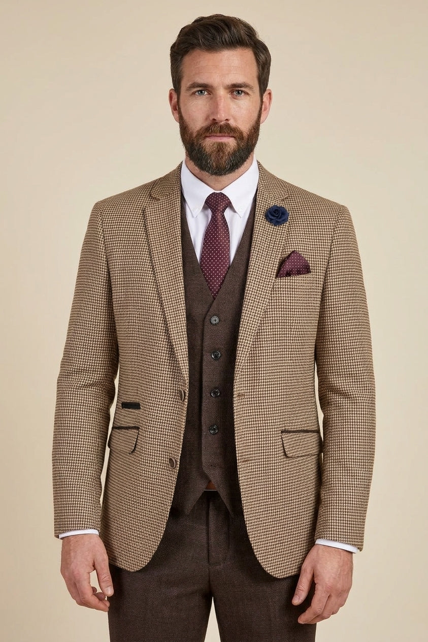 Driedelig heren kostuum Cavani Elwood houndstooth - Mix and Match — studiofoto