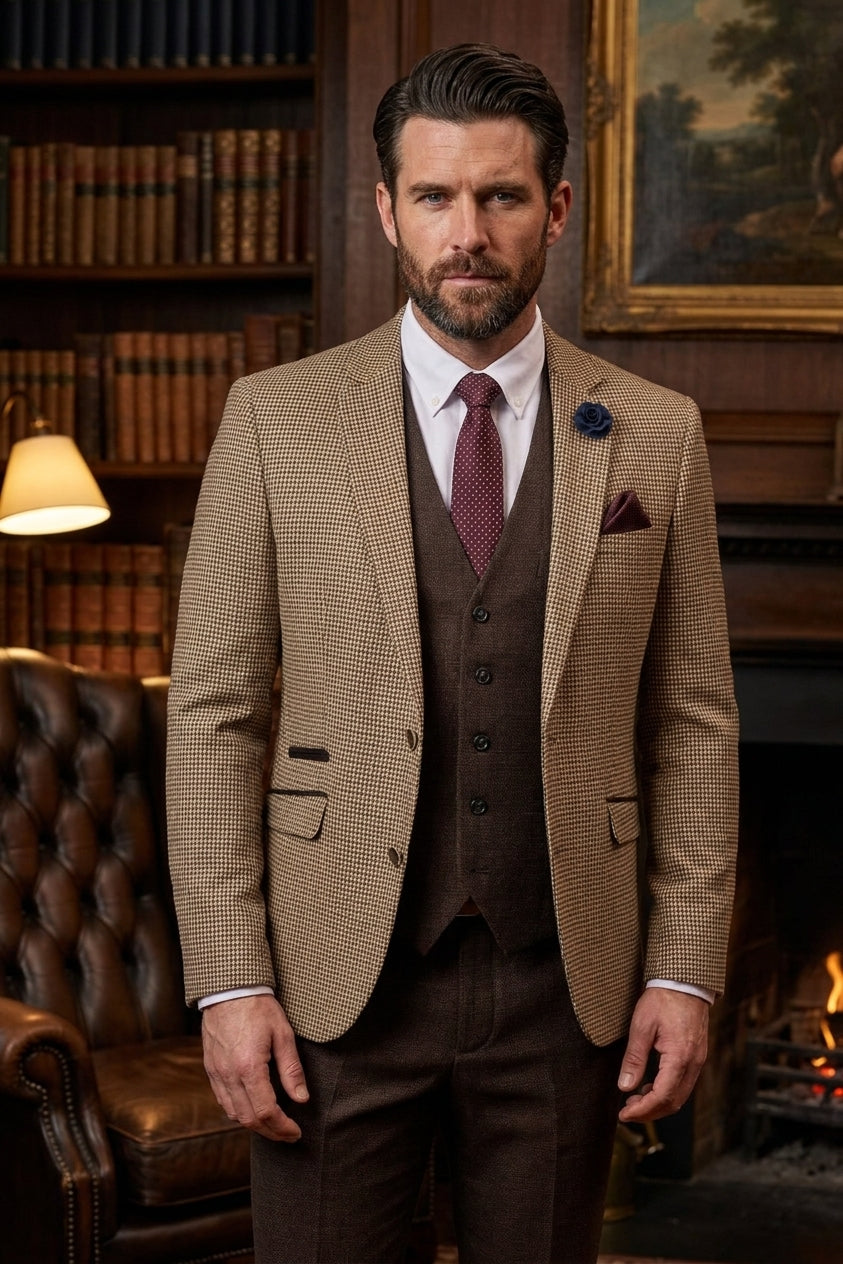 Driedelig heren kostuum Cavani Elwood houndstooth - Mix and Match — sfeerfoto