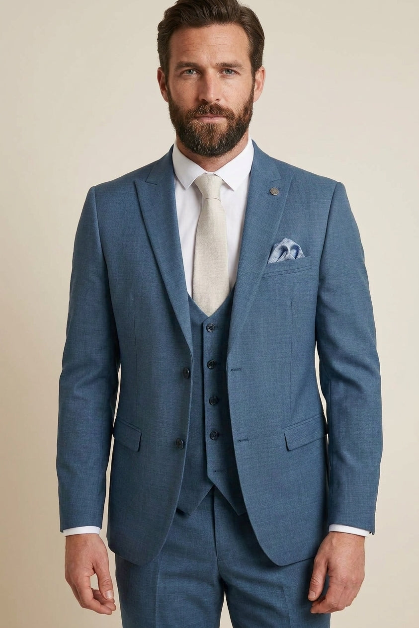 3-delig Heren Kostuum - Marc Darcy Finley Teal — studiofoto