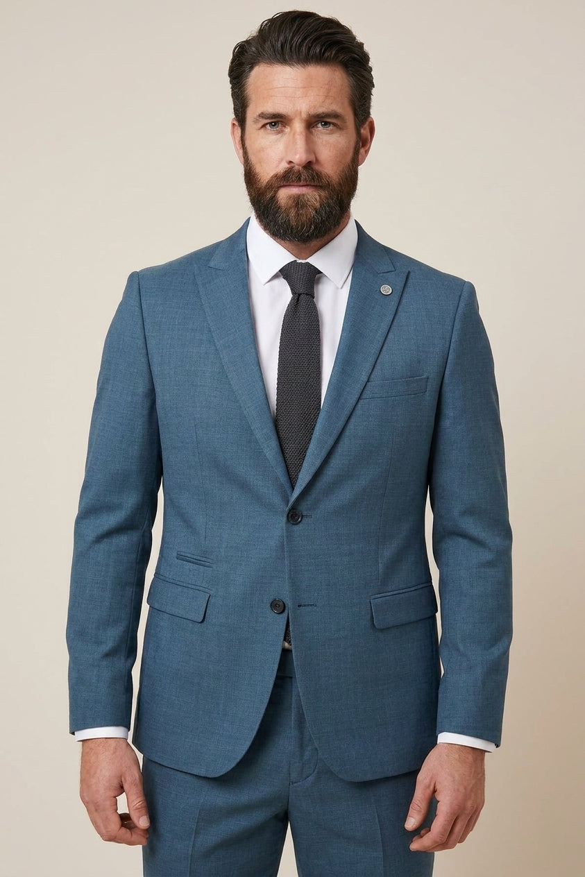 2-delig Heren Kostuum - Marc Darcy Finley Teal — studiofoto