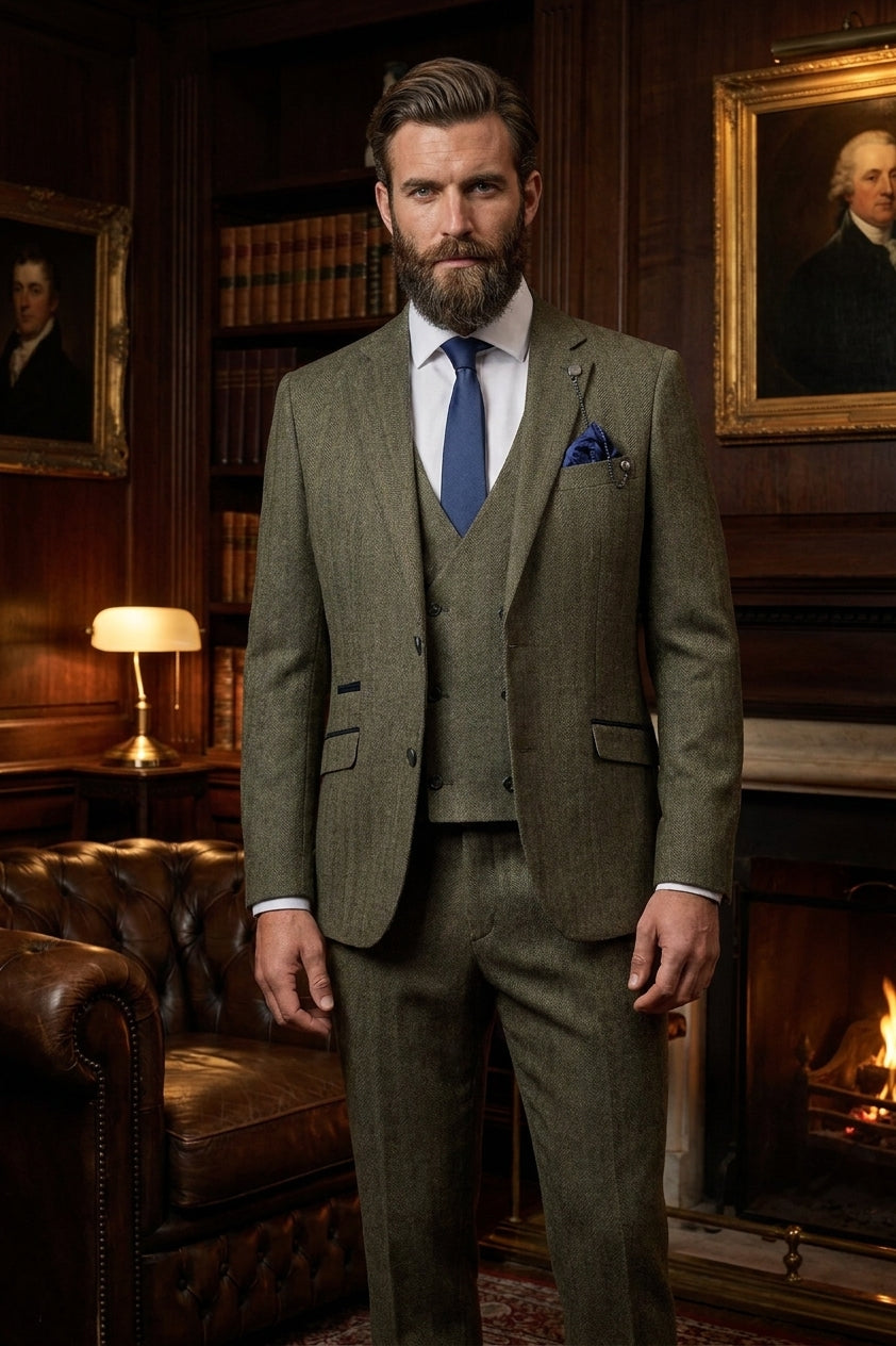 Driedelig Heren Kostuum - Cavani Damon Sage | Double Breasted Gilet — sfeerfoto