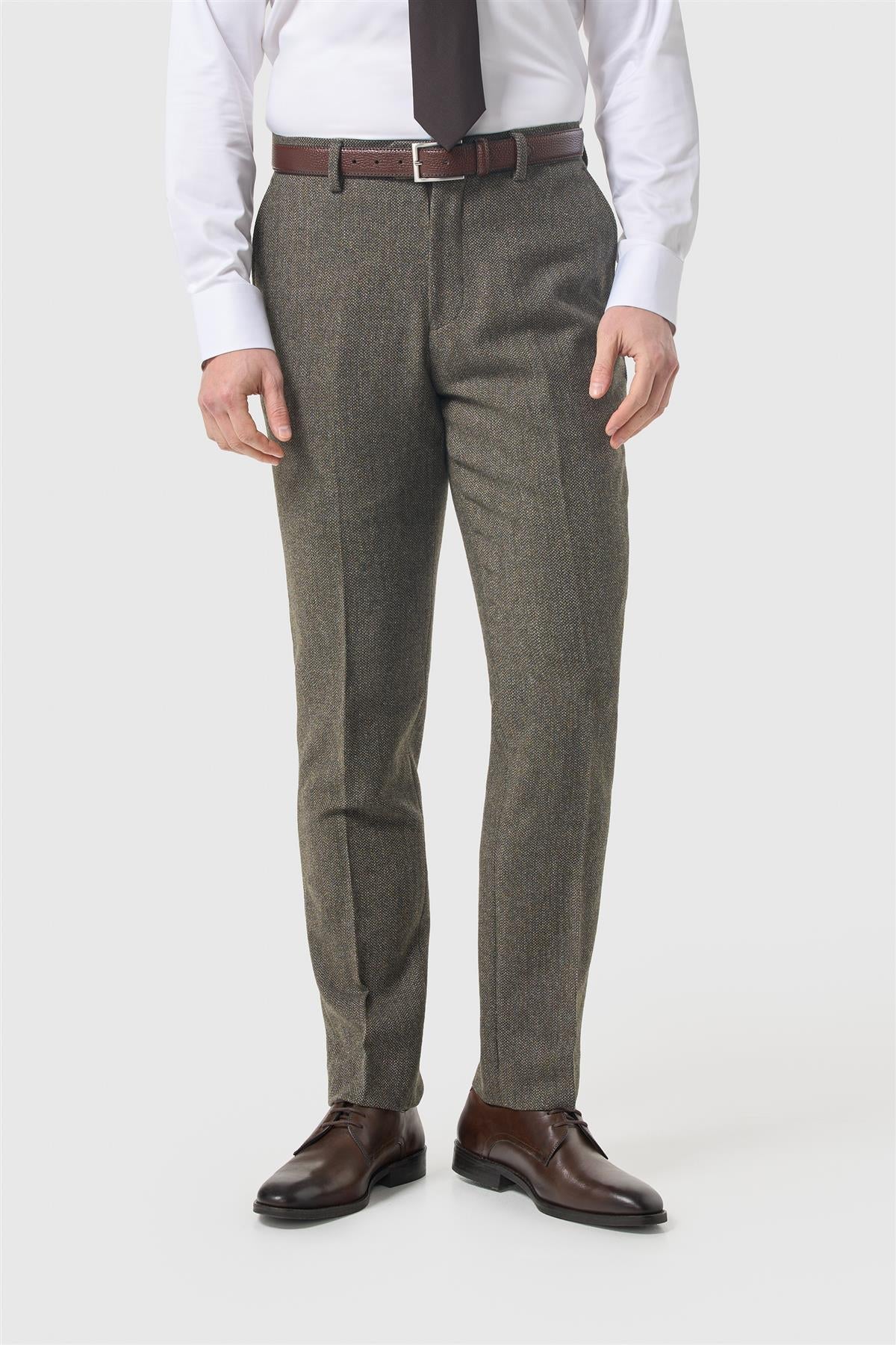 Cavani Thomas Sage Tweed Pantalon – Groen Gestructureerd 1