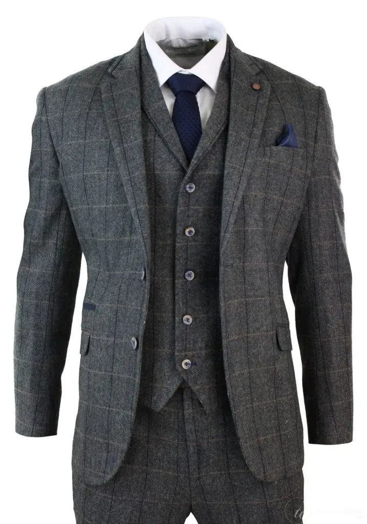 Peaky Blinders Grey Navy Suit 3-Delig pak Blazer Gilet en