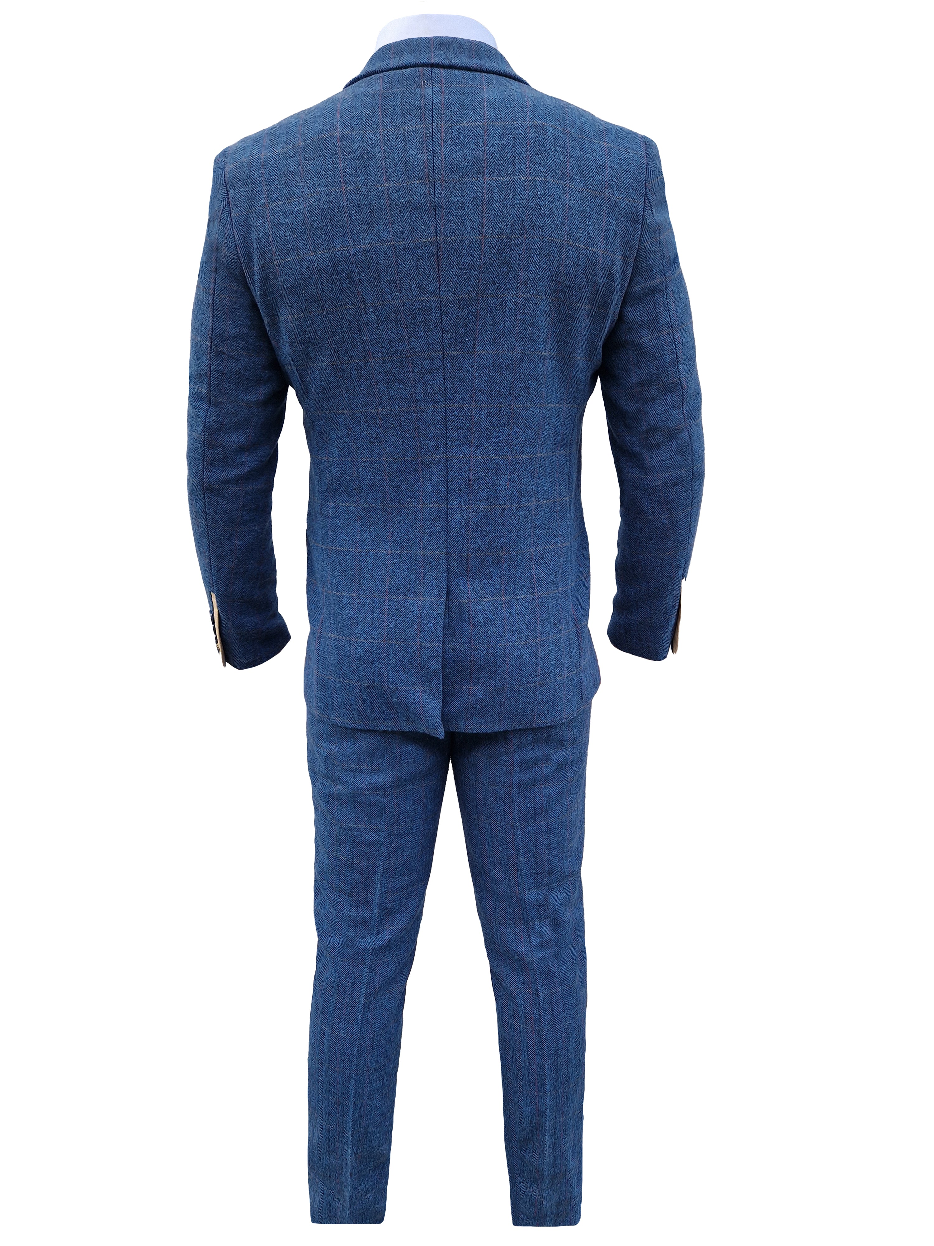 Heren pak driedelig Dion blue herringbone - driedelig pak