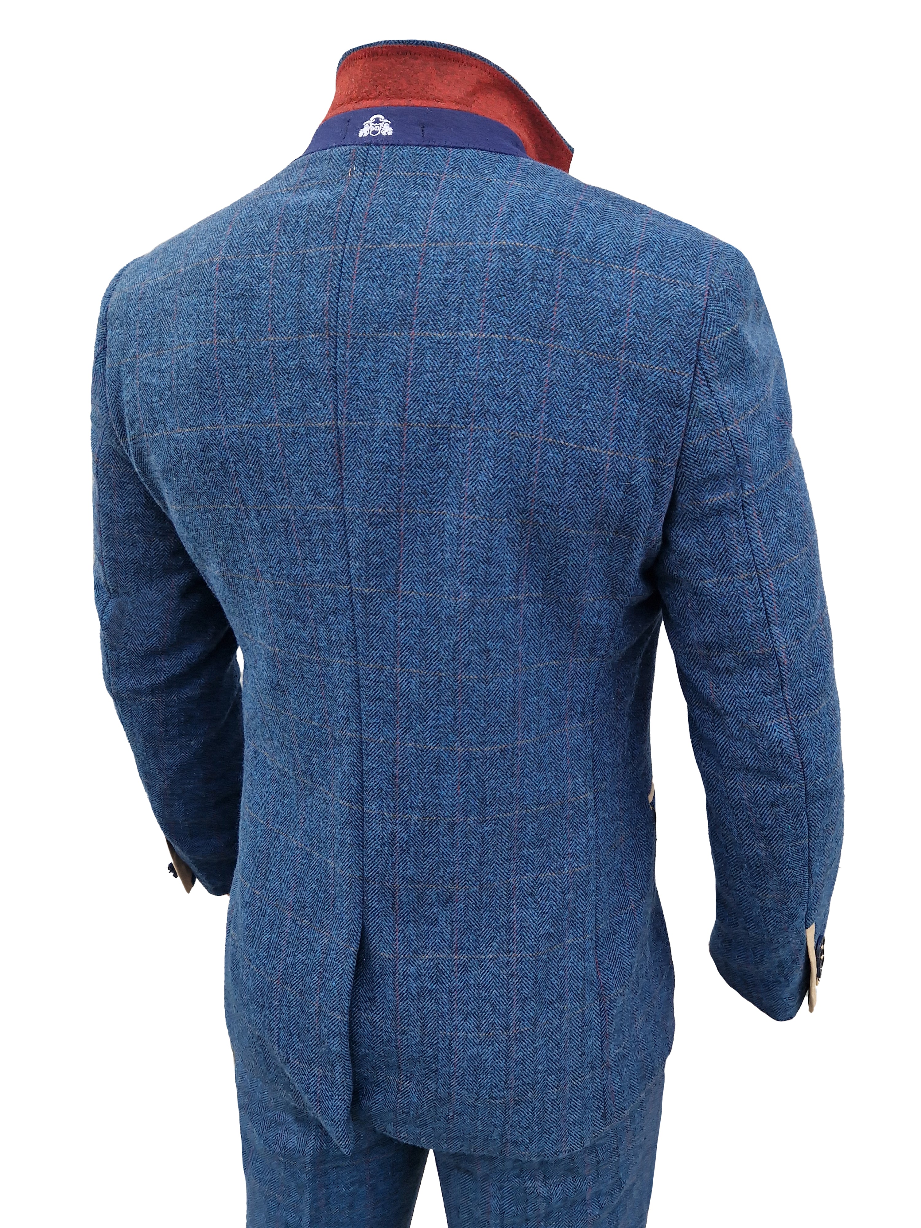 Heren pak driedelig Dion blue herringbone - driedelig pak