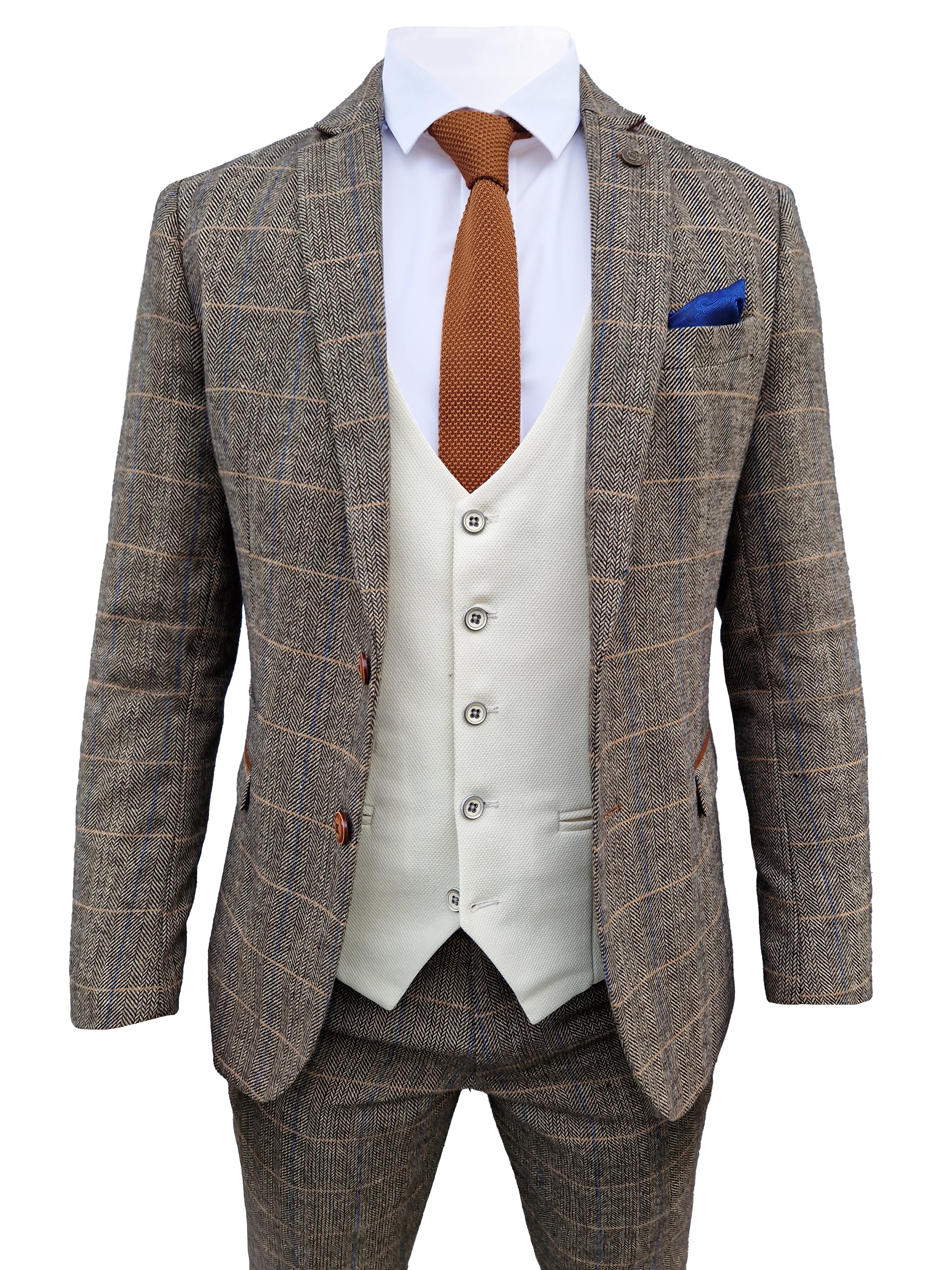 Mix and match - 3 - delig Herenpak Herringbone Brown/Cream