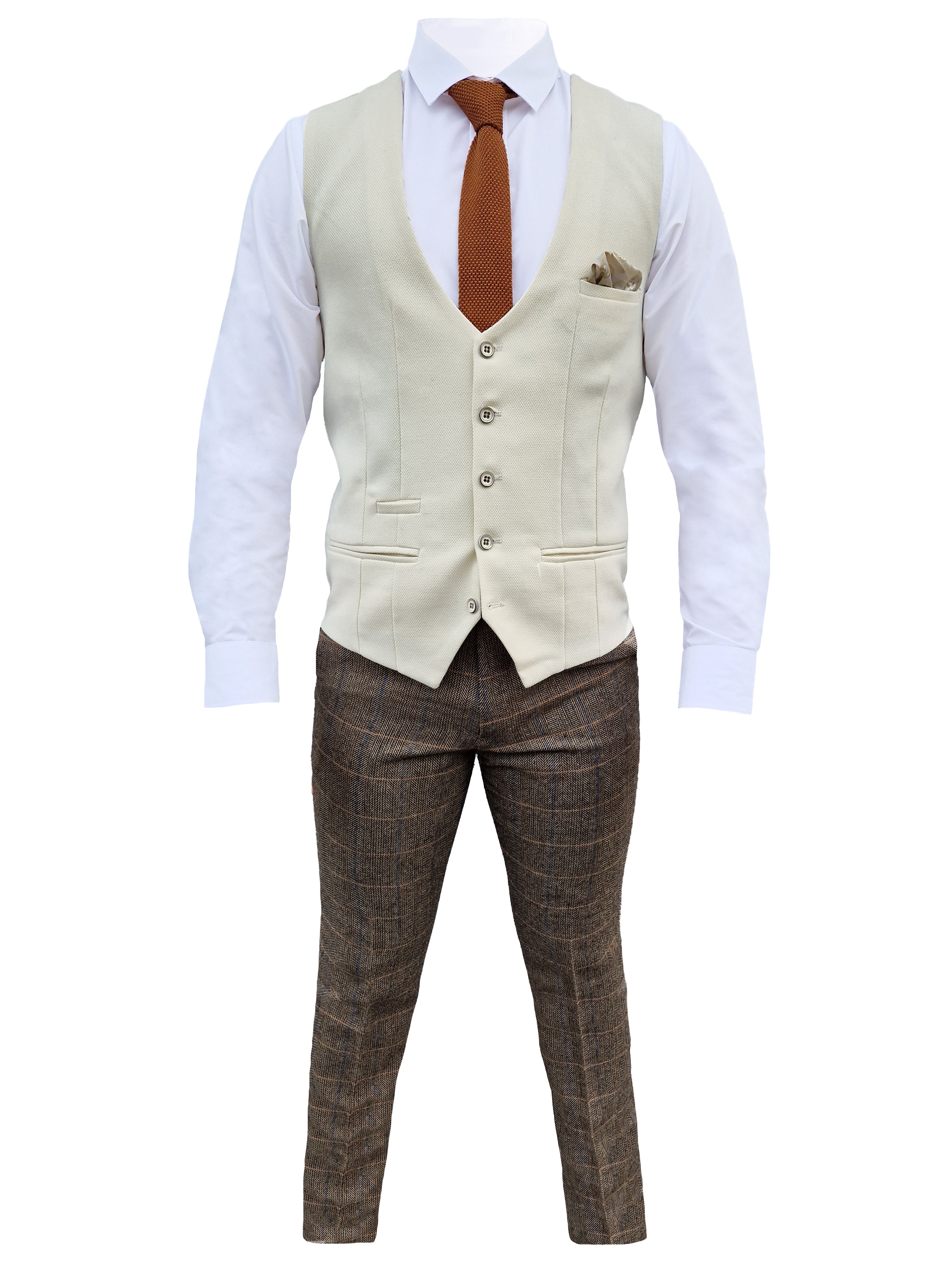 Mix and match - 3 - delig Herenpak Herringbone Brown/Cream