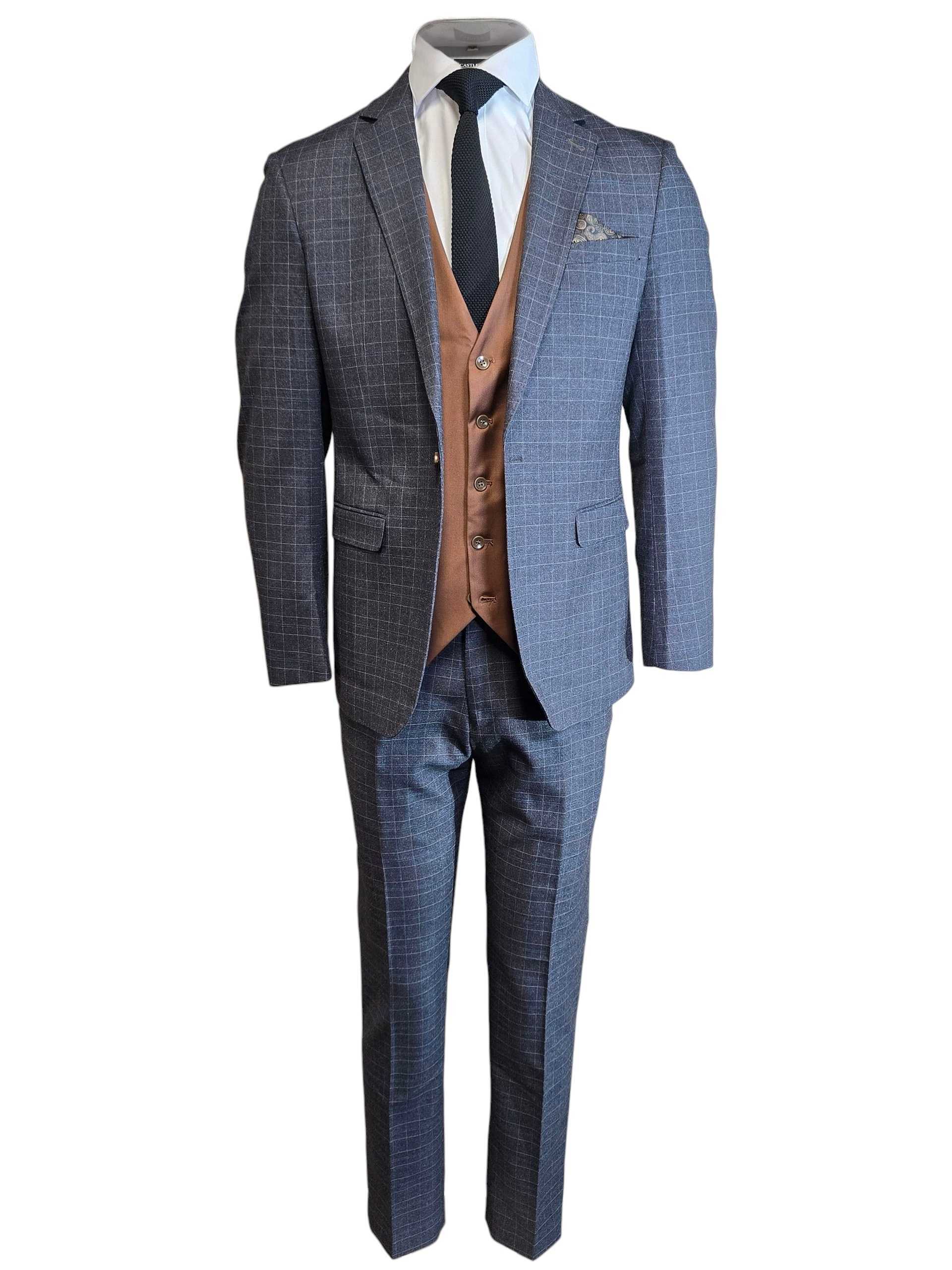 CASTLESON Phantom - Driedelig Herenpak Grey Mix & Match Bradley tan