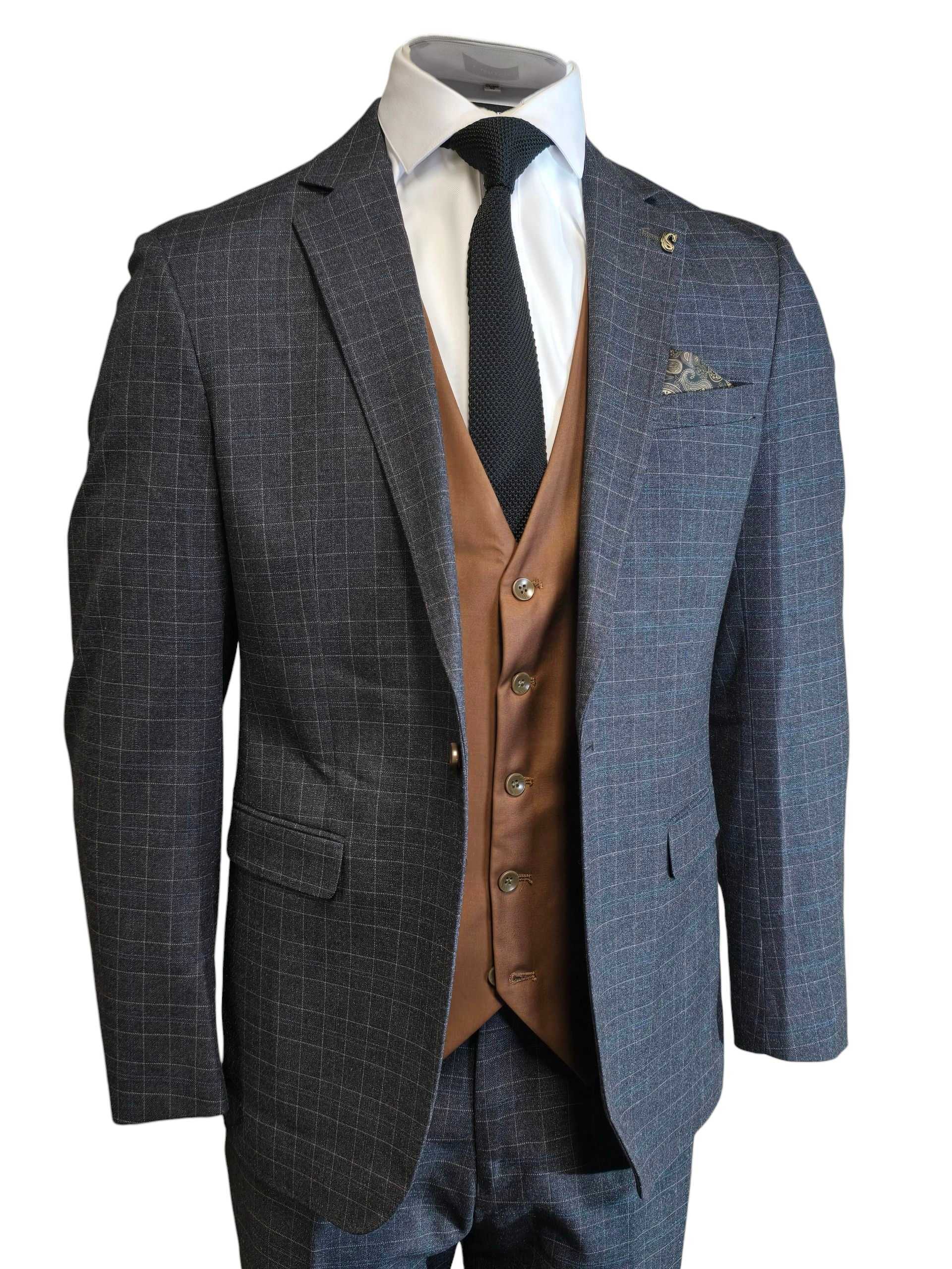 CASTLESON Phantom - Driedelig Herenpak Grey Mix & Match Bradley tan