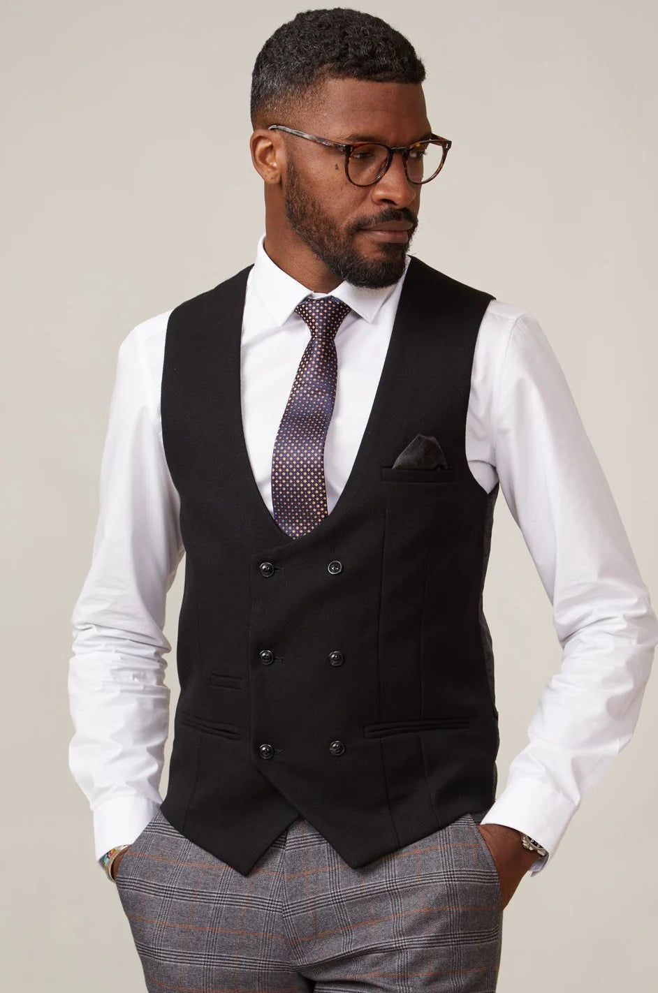 Kelvin Black Gilet - Double Breasted - gilet