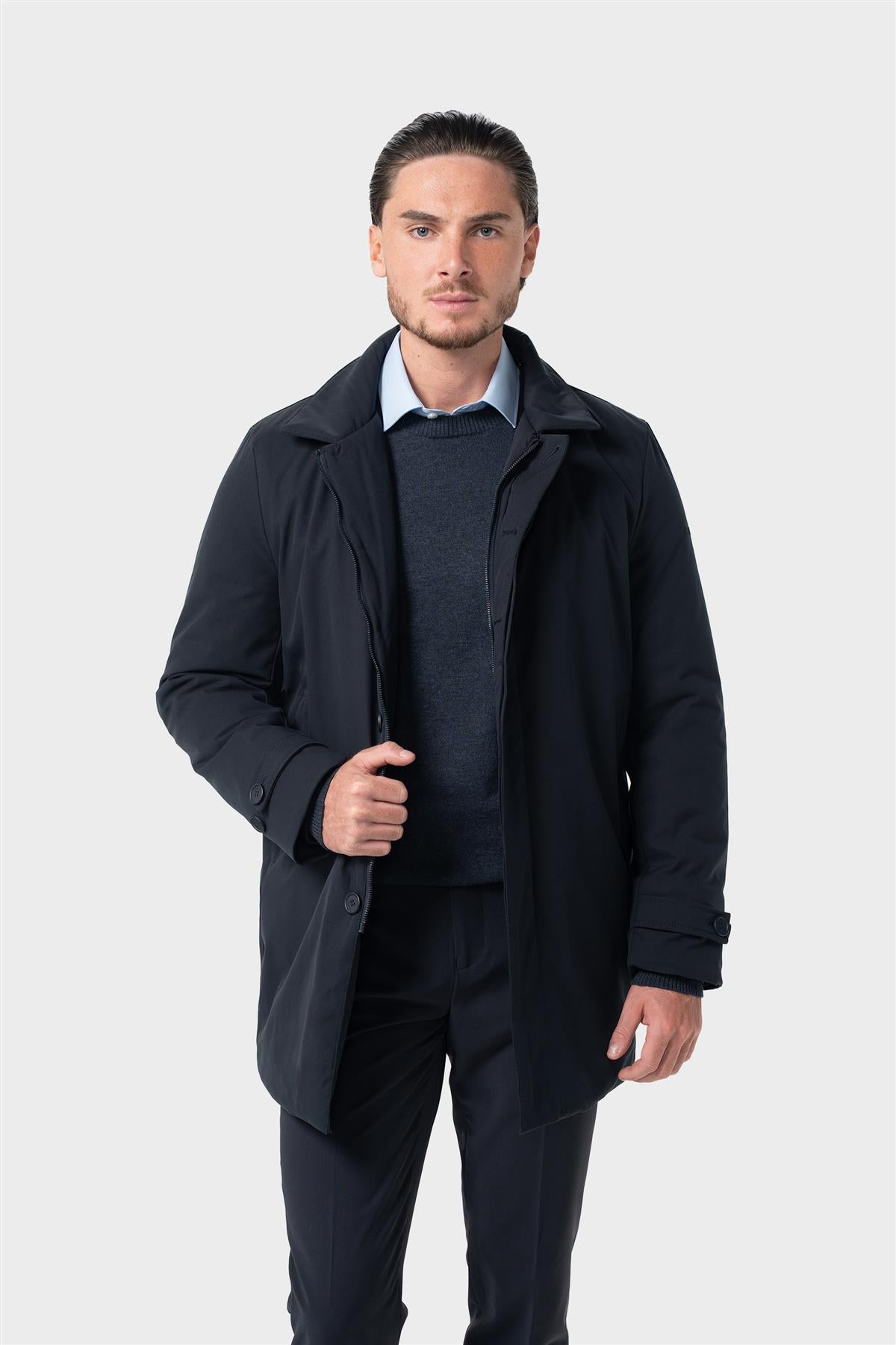 House of Cavani Clayton Padded Long Coat donkerblauw 1