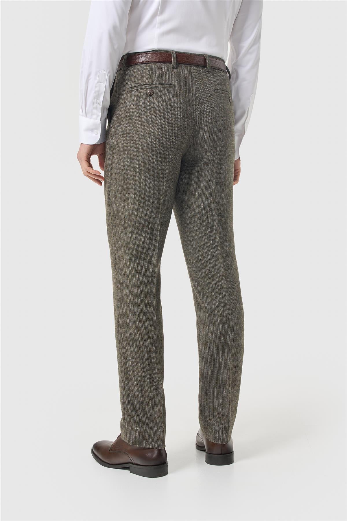 Cavani Thomas Sage Tweed Pantalon – Groen Gestructureerd 4