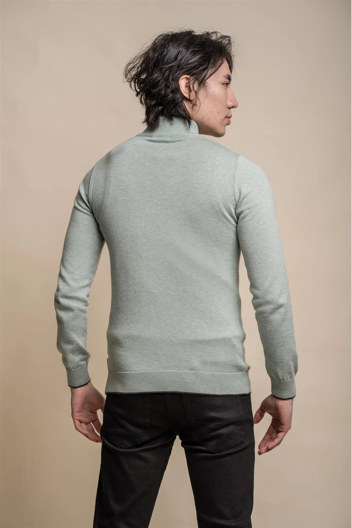 Kyle Almond Green - Pullover Heren met Rits - Cavani