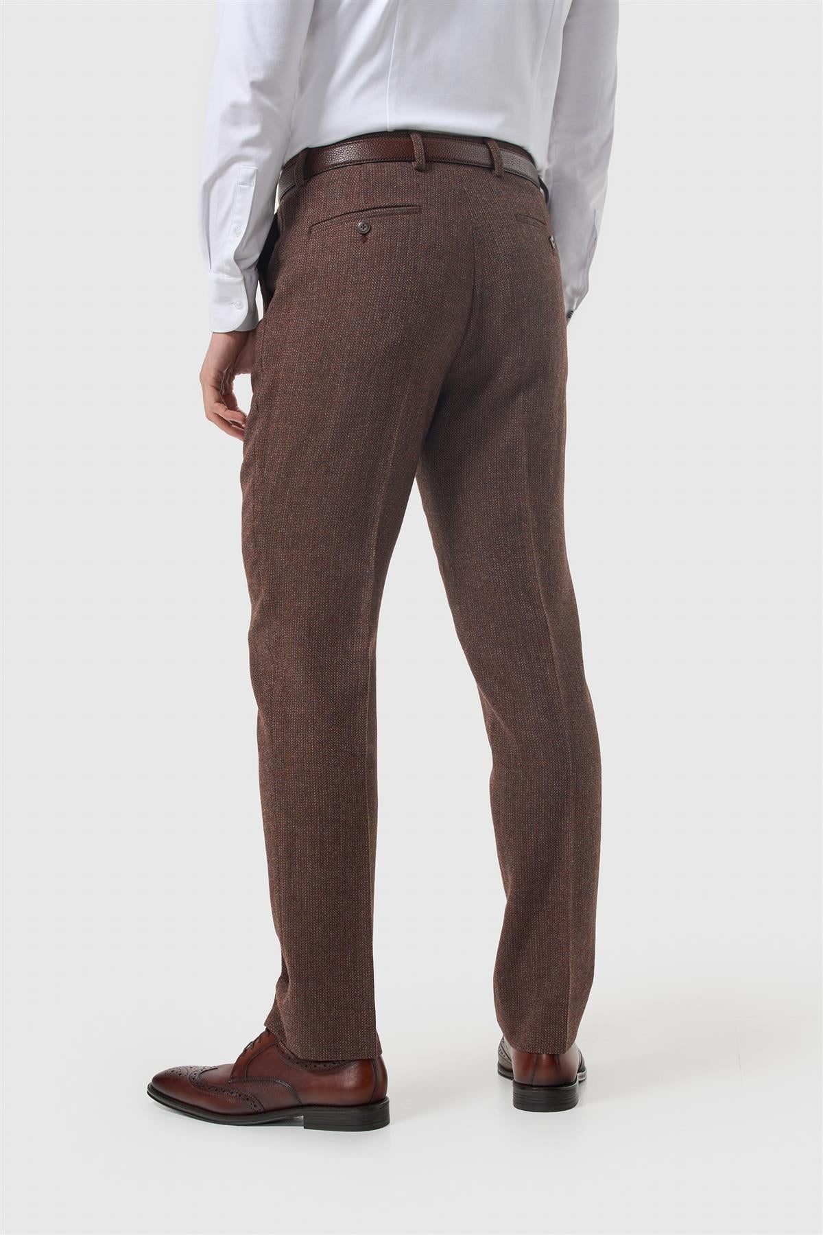Cavani Thomas driedelig pak donker mahonie tweed 9