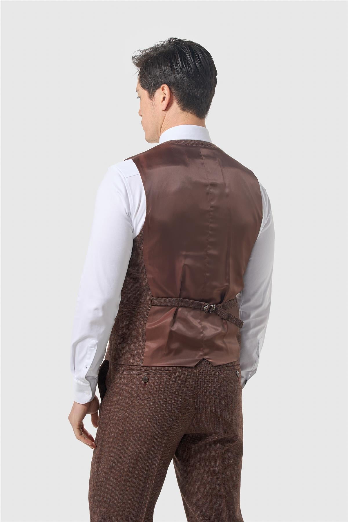 Cavani Thomas – Gilet Donker Mahonie Tweed Heren 3