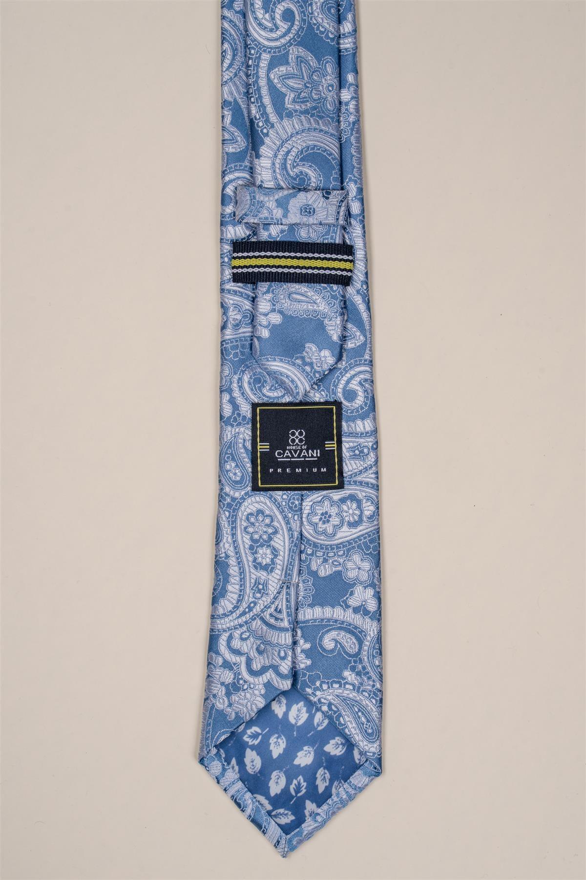 House of Cavani Premium lichtblauwe paisley stropdas 5
