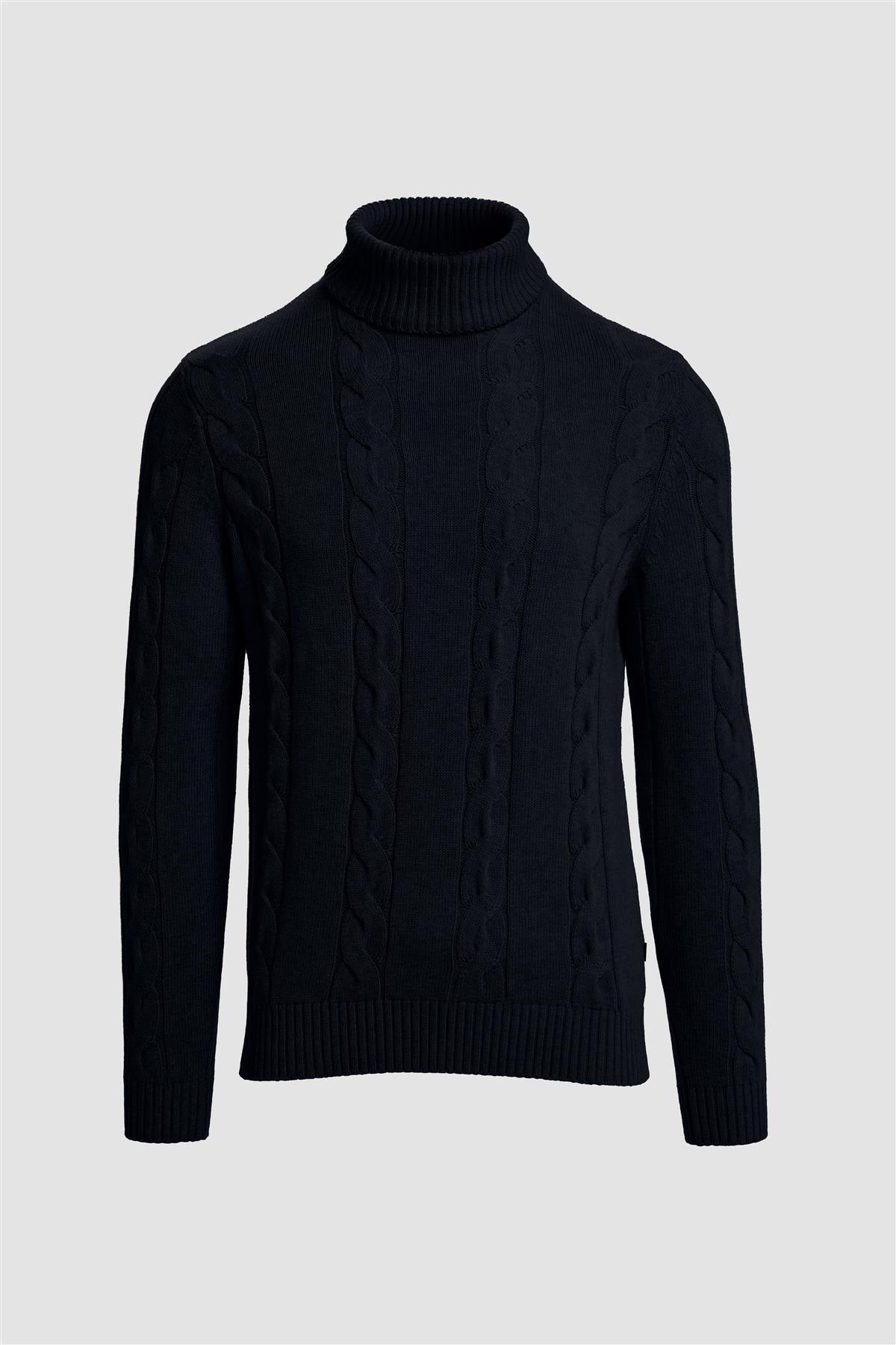 Cavani Archie Navy - Kabelgebreide coltrui heren 7