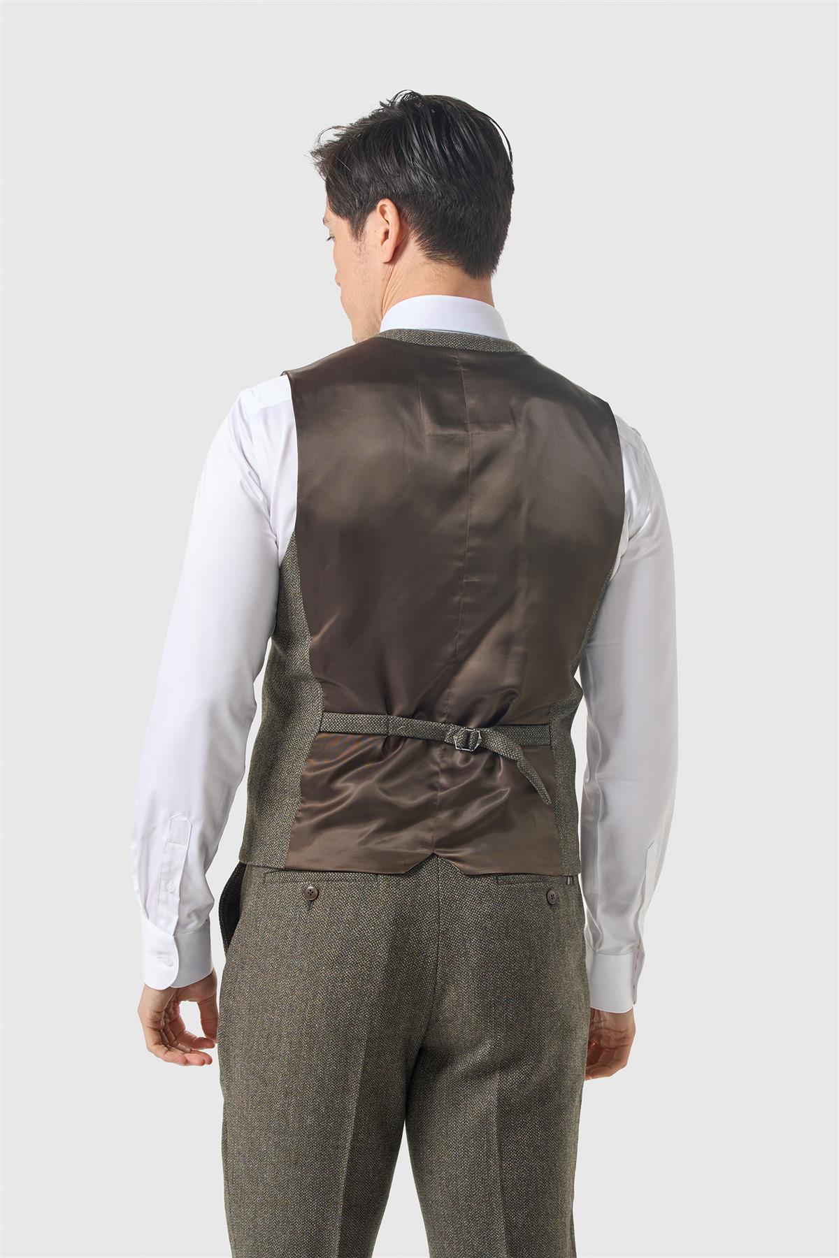 Thomas Sage Tweed driedelig herenpak | Olijfgroen 7