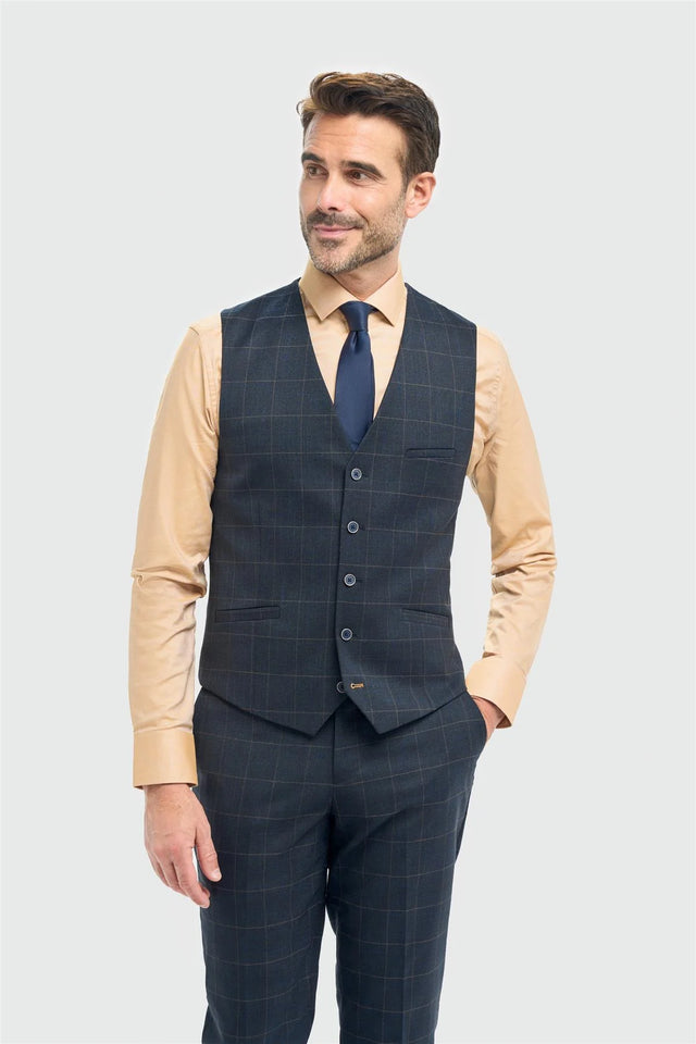 Cavani - Gilet Torino Navy Single Breasted