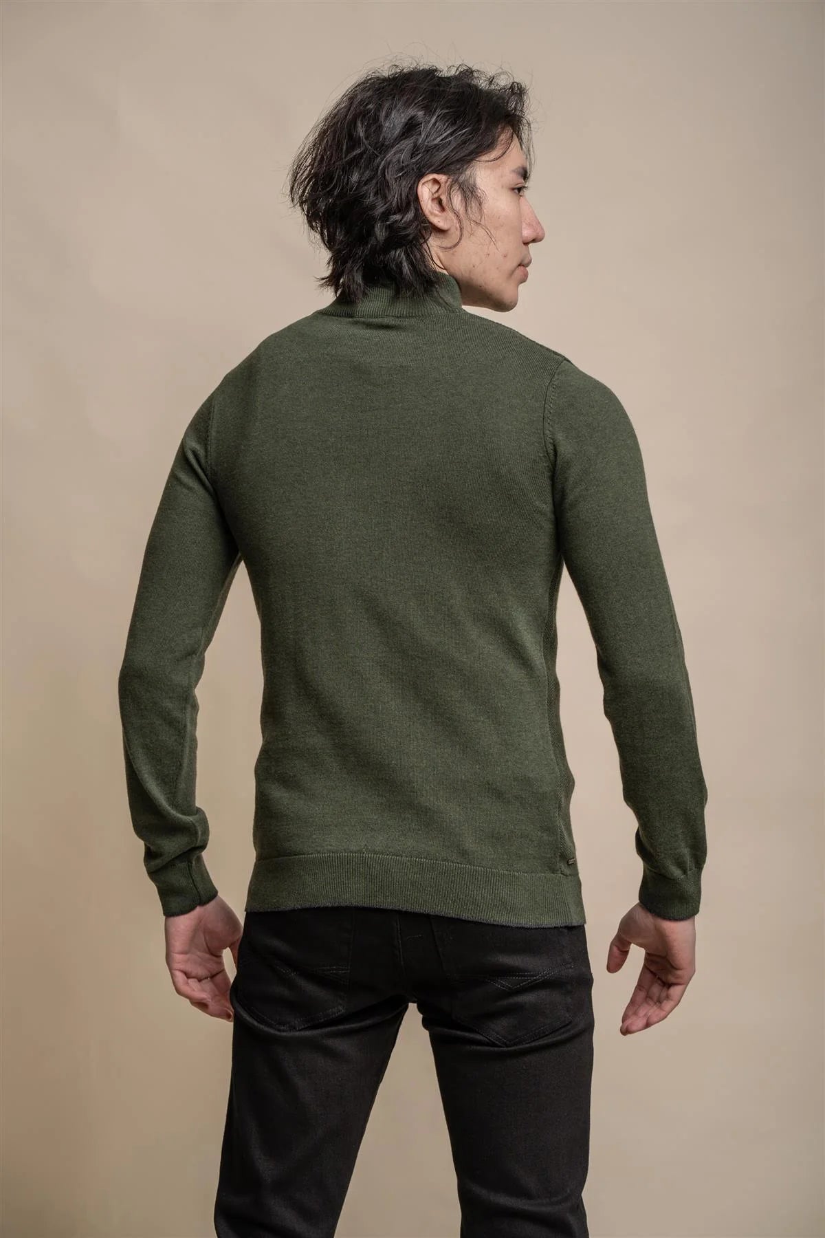 Kyle Olive Green - Pullover Heren met Rits - Cavani